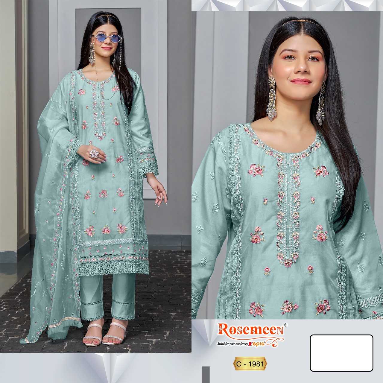 Ynf Organza KESH446 FEPIC ROSEMEEN-1981 Suits & Dresses Islamic Clothing Festive Collections Wholesale Pakistani Suits Kashmiri Suits Embroidered Suits Manufacturer