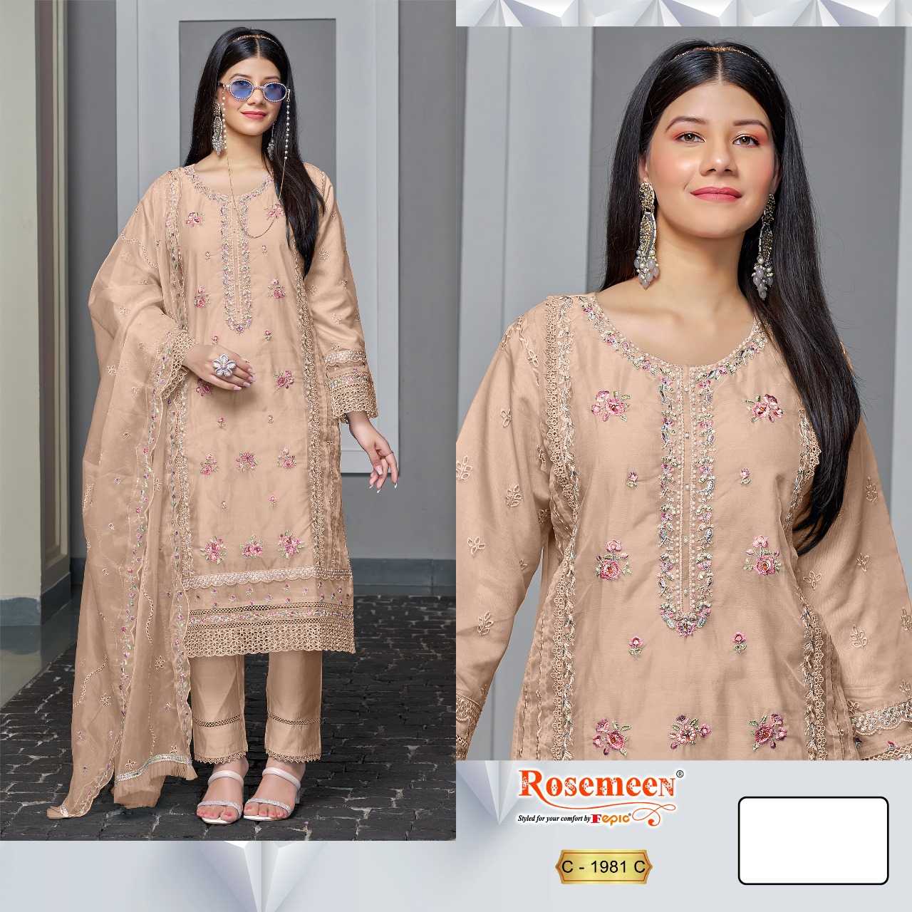 Ynf Organza KESH446 FEPIC ROSEMEEN-1981 Suits & Dresses Islamic Clothing Festive Collections Wholesale Pakistani Suits Kashmiri Suits Embroidered Suits Manufacturer
