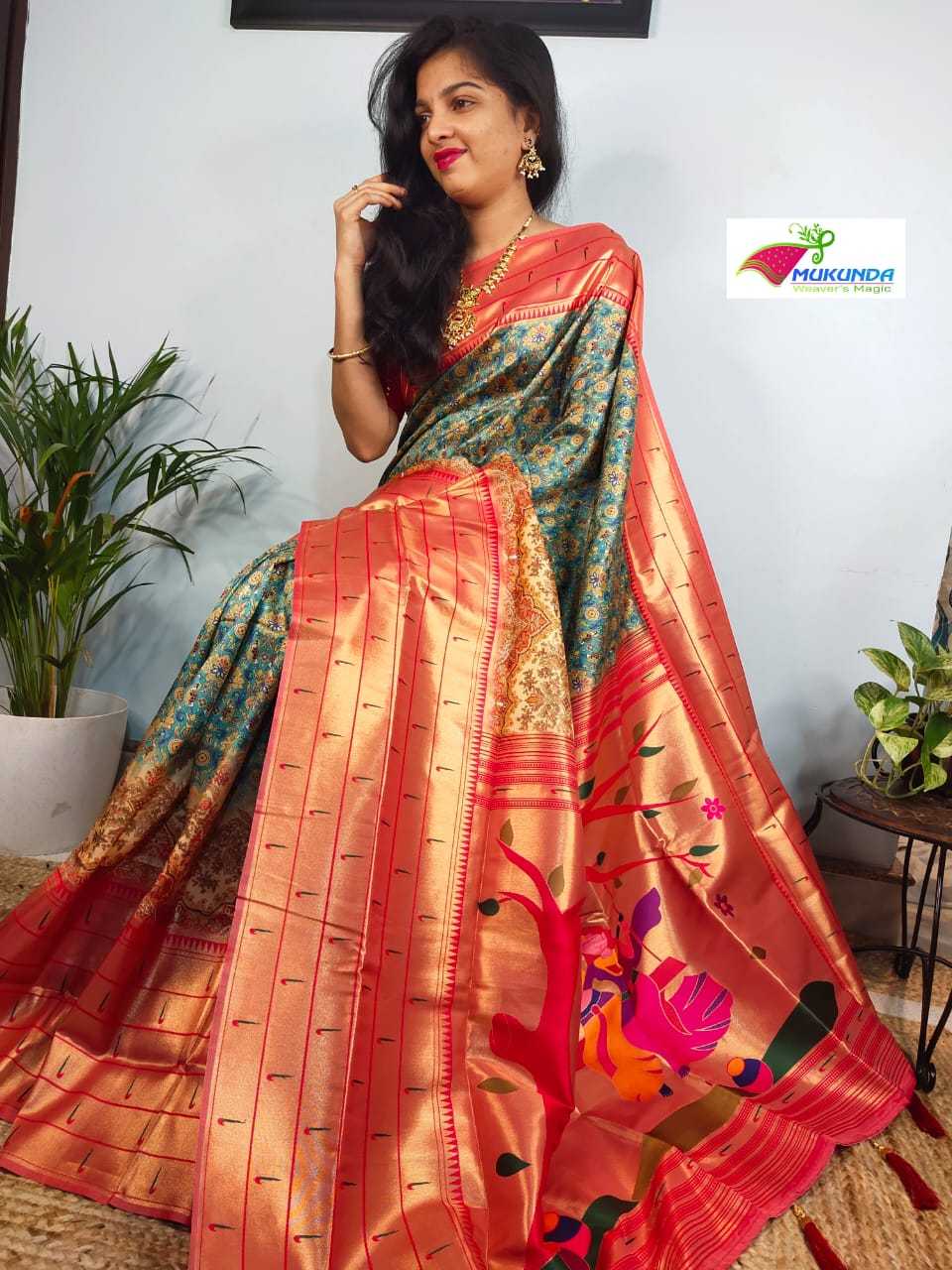 Ynf Paithani Silk RIN203 CREAM WITH RED Silk Sarees Wedding Collections Festive Collections Wholesale Soft Silk Sarees Traditional Silk Sarees Designer Silk Sarees Manufacturer