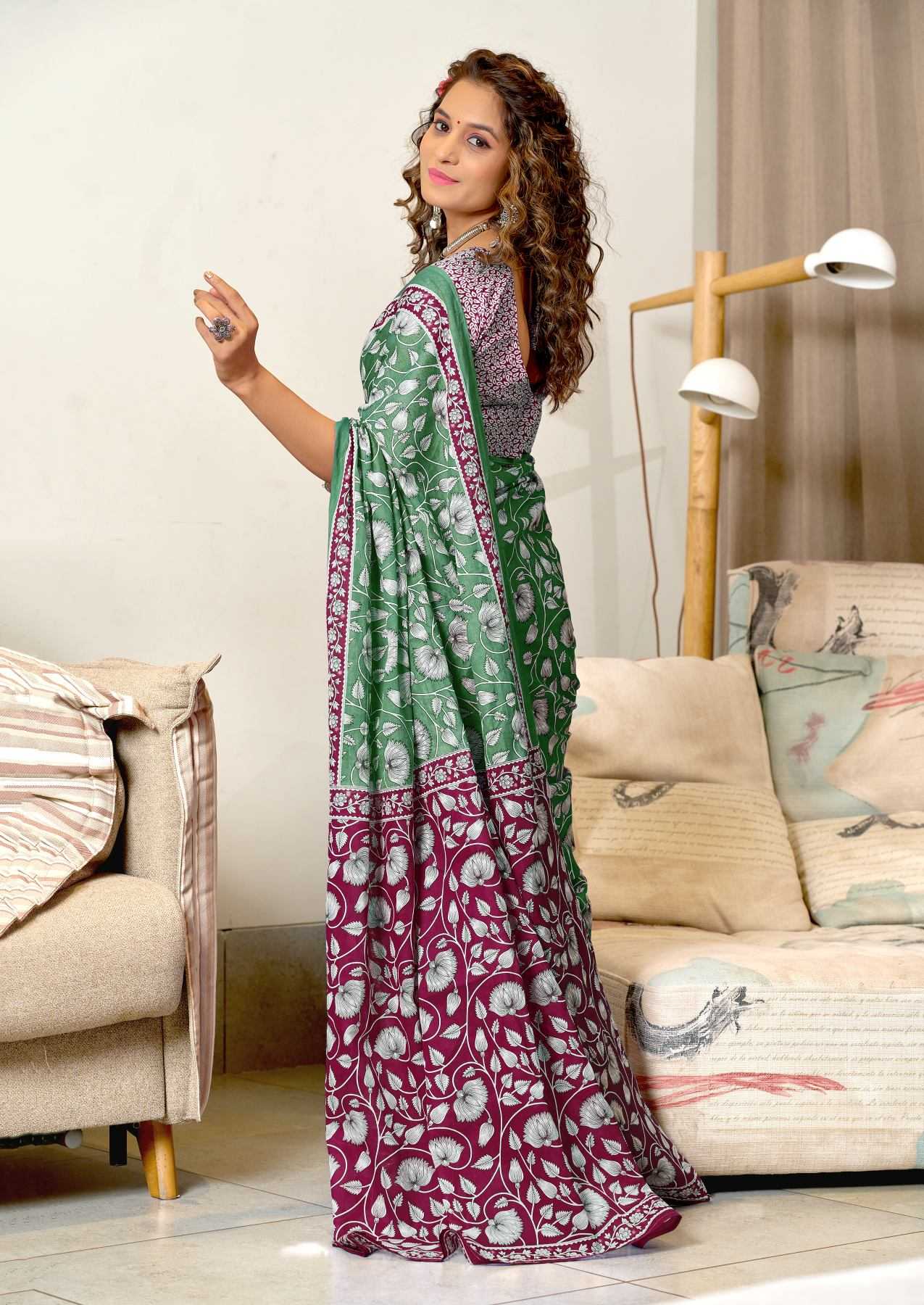 Ynf Pure Cotton RIN229 AJRAKH ELEGANCE Sarees Wholesale Printed Cotton Saree Cotton Sarees Mulmul Cotton Sarees Manufacturer