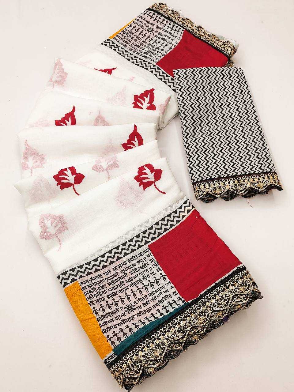 Ynf Pure Cotton RIN229 Emrodari Bodar Sarees Wholesale Printed Cotton Saree Cotton Sarees Mulmul Cotton Sarees Manufacturer