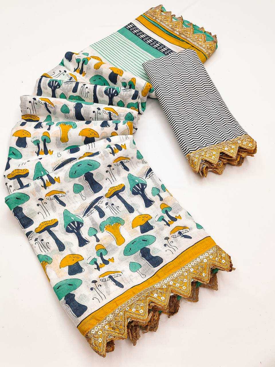 Ynf Pure Cotton RIN229 Emrodari Bodar Sarees Wholesale Printed Cotton Saree Cotton Sarees Mulmul Cotton Sarees Manufacturer