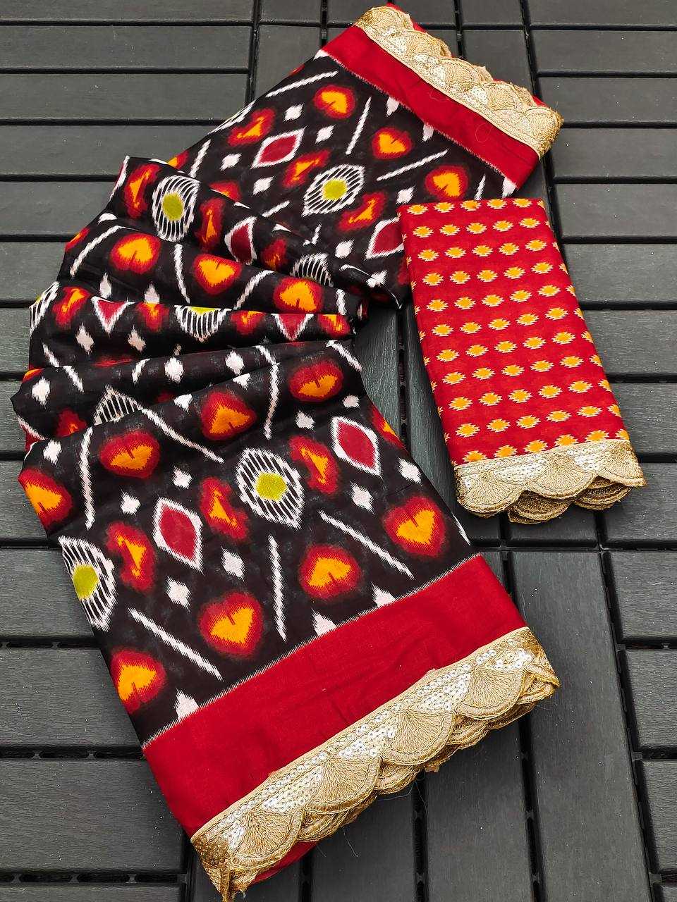 Ynf Pure Cotton RIN229 Emrodari Bodar Sarees Wholesale Printed Cotton Saree Cotton Sarees Mulmul Cotton Sarees Manufacturer