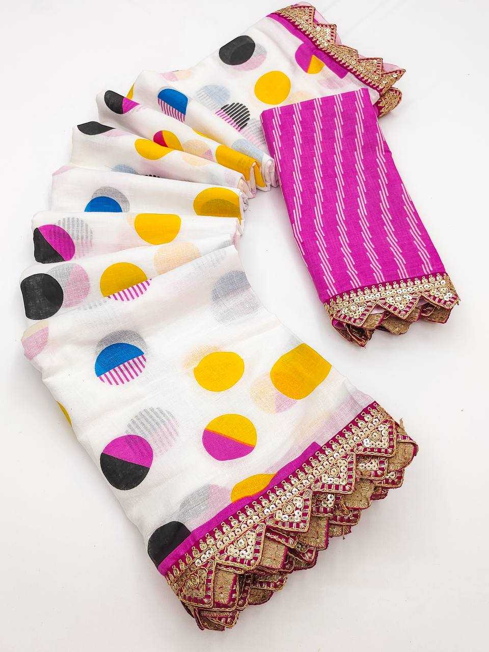 Ynf Pure Cotton RIN229 Emrodari Bodar Sarees Wholesale Printed Cotton Saree Cotton Sarees Mulmul Cotton Sarees Manufacturer