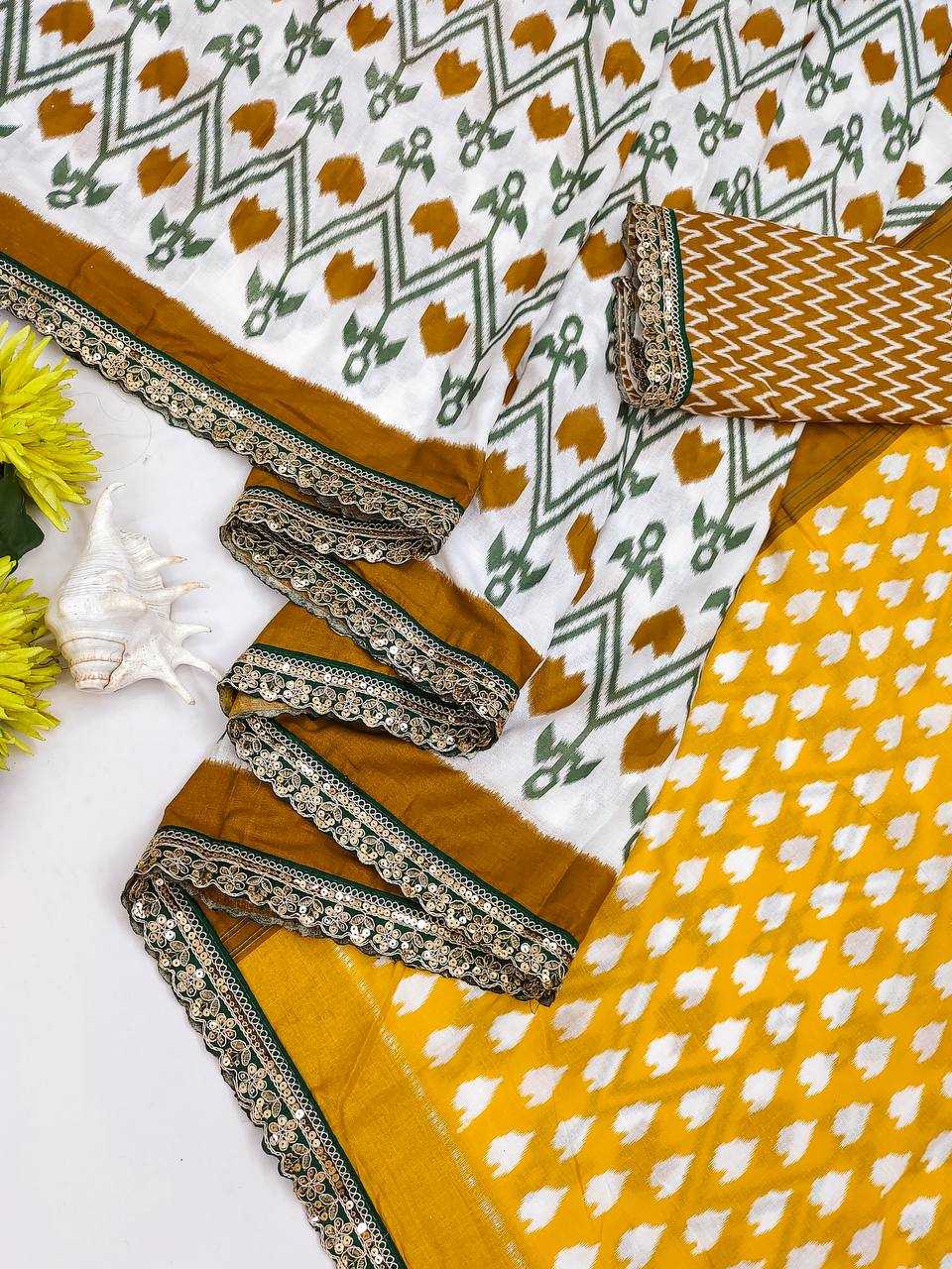 Ynf Pure Cotton RIN229 Emrodari Bodar Sarees Wholesale Printed Cotton Saree Cotton Sarees Mulmul Cotton Sarees Manufacturer