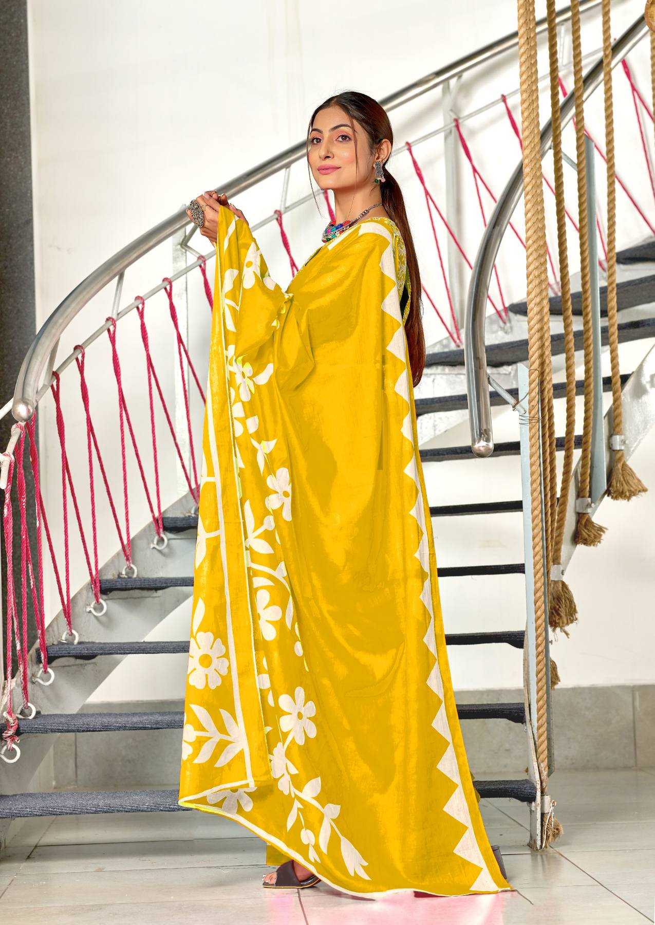 Ynf Pure Cotton RIN229 KESHARIYA Sarees Wholesale Printed Cotton Saree Cotton Sarees Mulmul Cotton Sarees Manufacturer