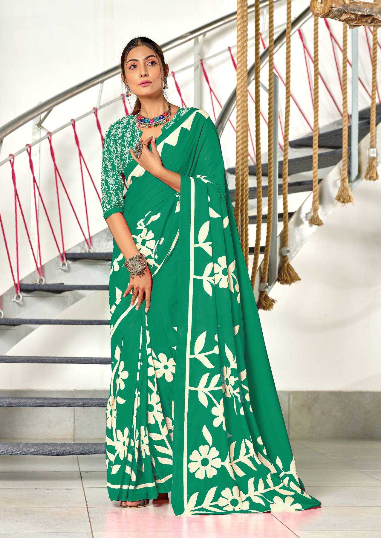 Ynf Pure Cotton RIN229 KESHARIYA Sarees Wholesale Printed Cotton Saree Cotton Sarees Mulmul Cotton Sarees Manufacturer