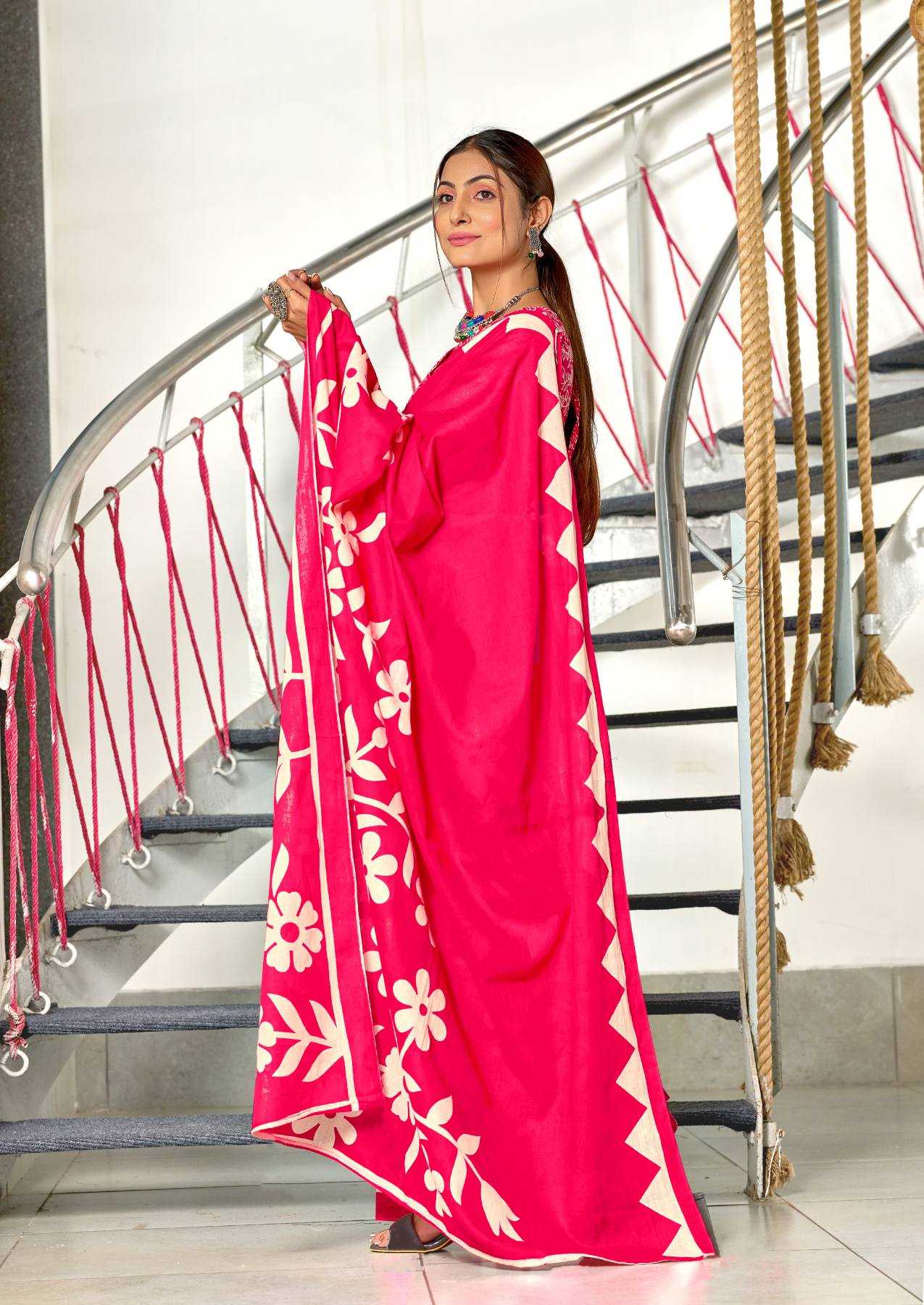 Ynf Pure Cotton RIN229 KESHARIYA Sarees Wholesale Printed Cotton Saree Cotton Sarees Mulmul Cotton Sarees Manufacturer