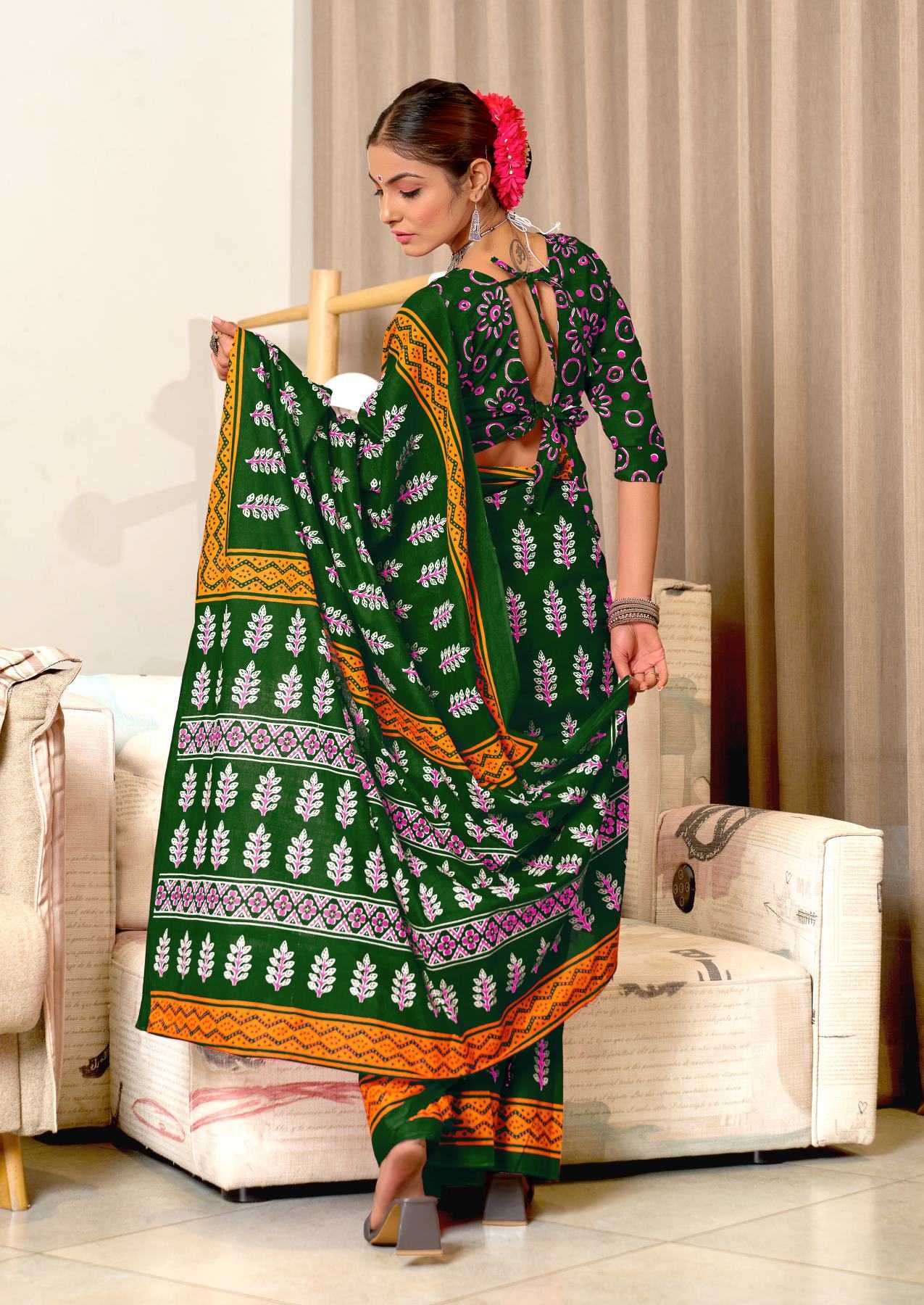 Ynf Pure Cotton RIN229 SITARA Sarees Wholesale Printed Cotton Saree Cotton Sarees Mulmul Cotton Sarees Manufacturer