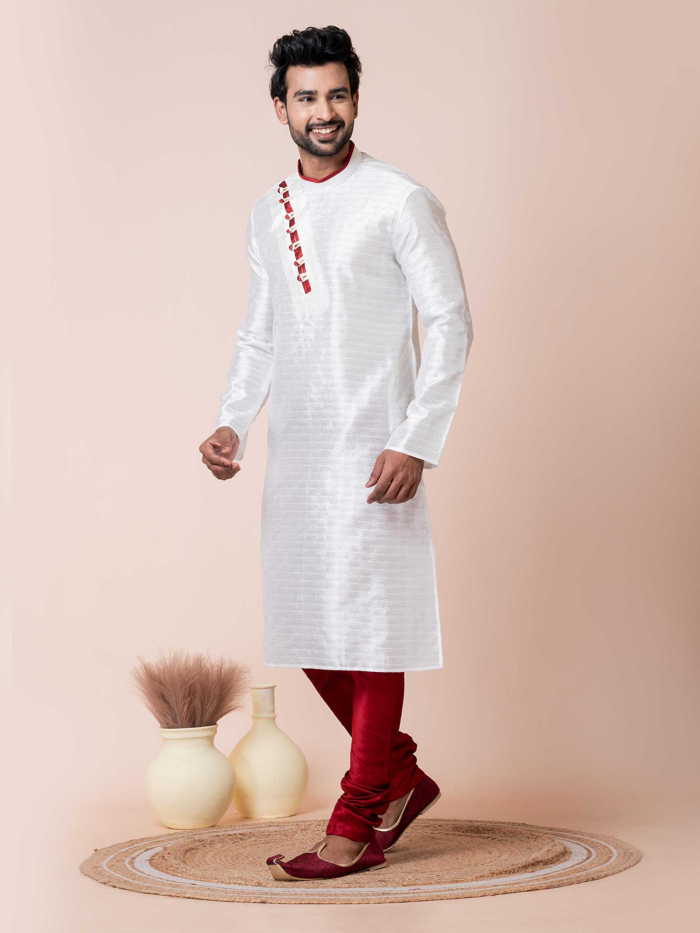 Ynf Silk RIN223 3486B Mens Wear Festive Collections Wholesale Mens Kurtas Mens Kurta Pyjama Onam Collections Manufacturer