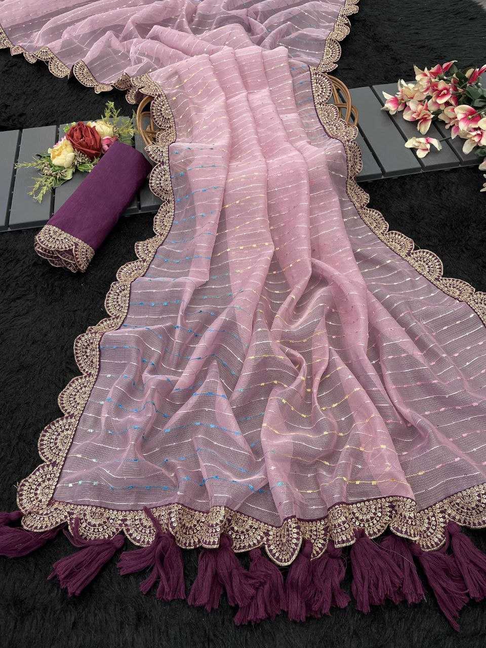 Ynf Tissue RIN216 GOPI Sarees Wedding Collections Festive Collections Wholesale Net Sarees Embroidered Sarees Lace Border Sarees Manufacturer