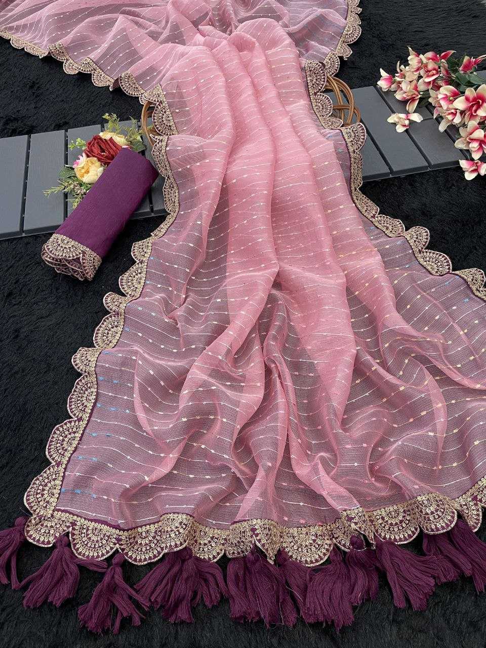 Ynf Tissue RIN216 GOPI Sarees Wedding Collections Festive Collections Wholesale Net Sarees Embroidered Sarees Lace Border Sarees Manufacturer