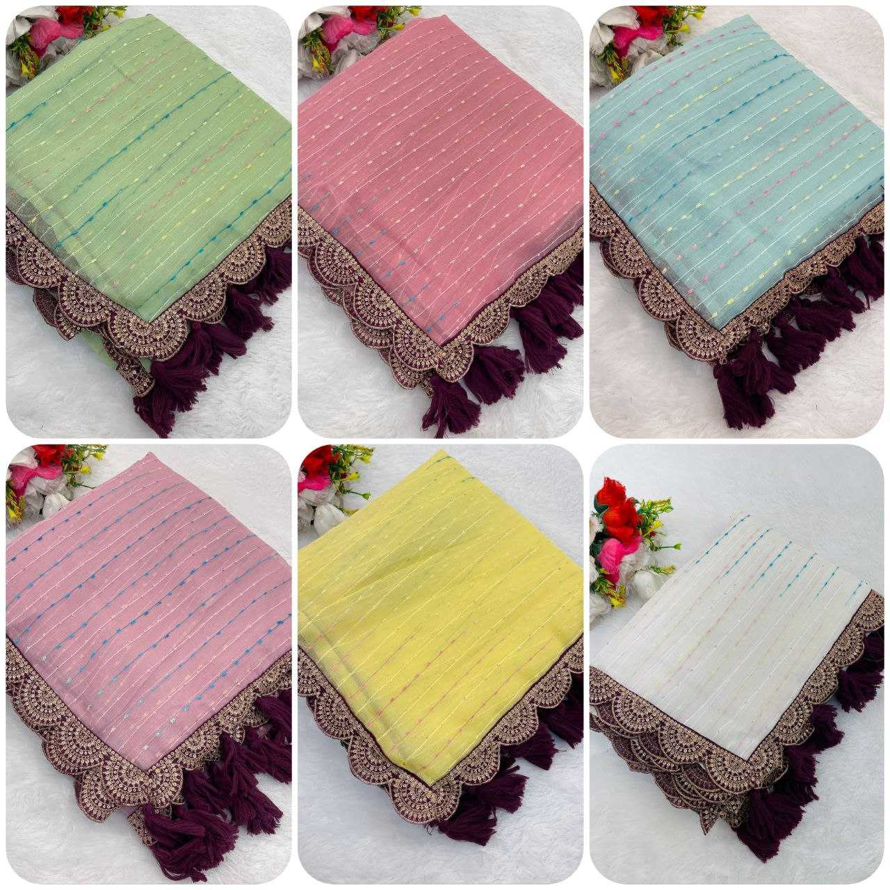 Ynf Tissue RIN216 GOPI Sarees Wedding Collections Festive Collections Wholesale Net Sarees Embroidered Sarees Lace Border Sarees Manufacturer