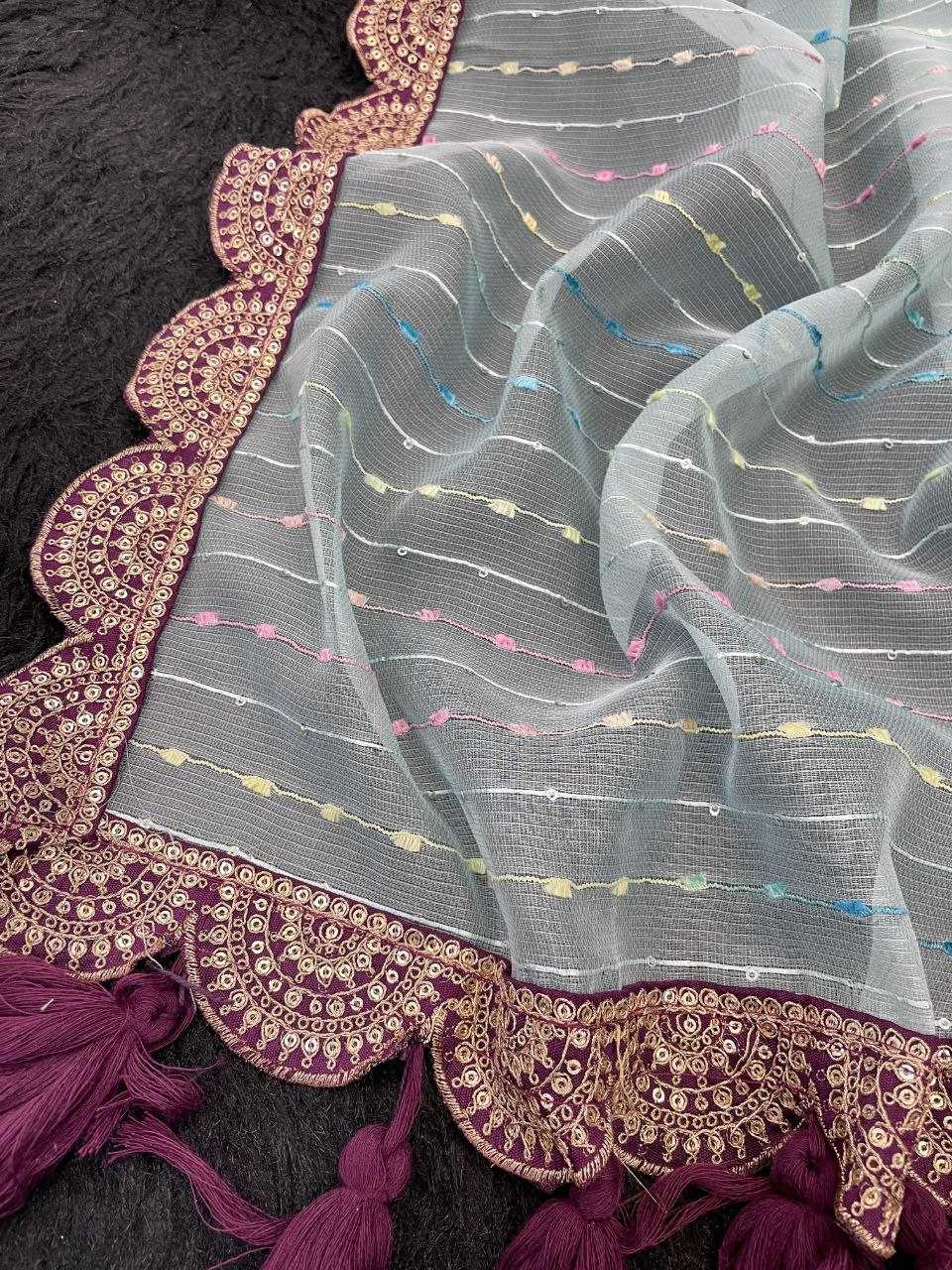 Ynf Tissue RIN216 GOPI Sarees Wedding Collections Festive Collections Wholesale Net Sarees Embroidered Sarees Lace Border Sarees Manufacturer