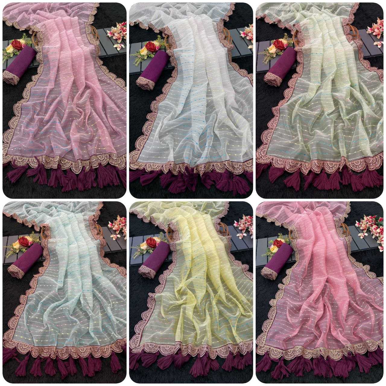Ynf Tissue RIN216 GOPI Sarees Wedding Collections Festive Collections Wholesale Net Sarees Embroidered Sarees Lace Border Sarees Manufacturer