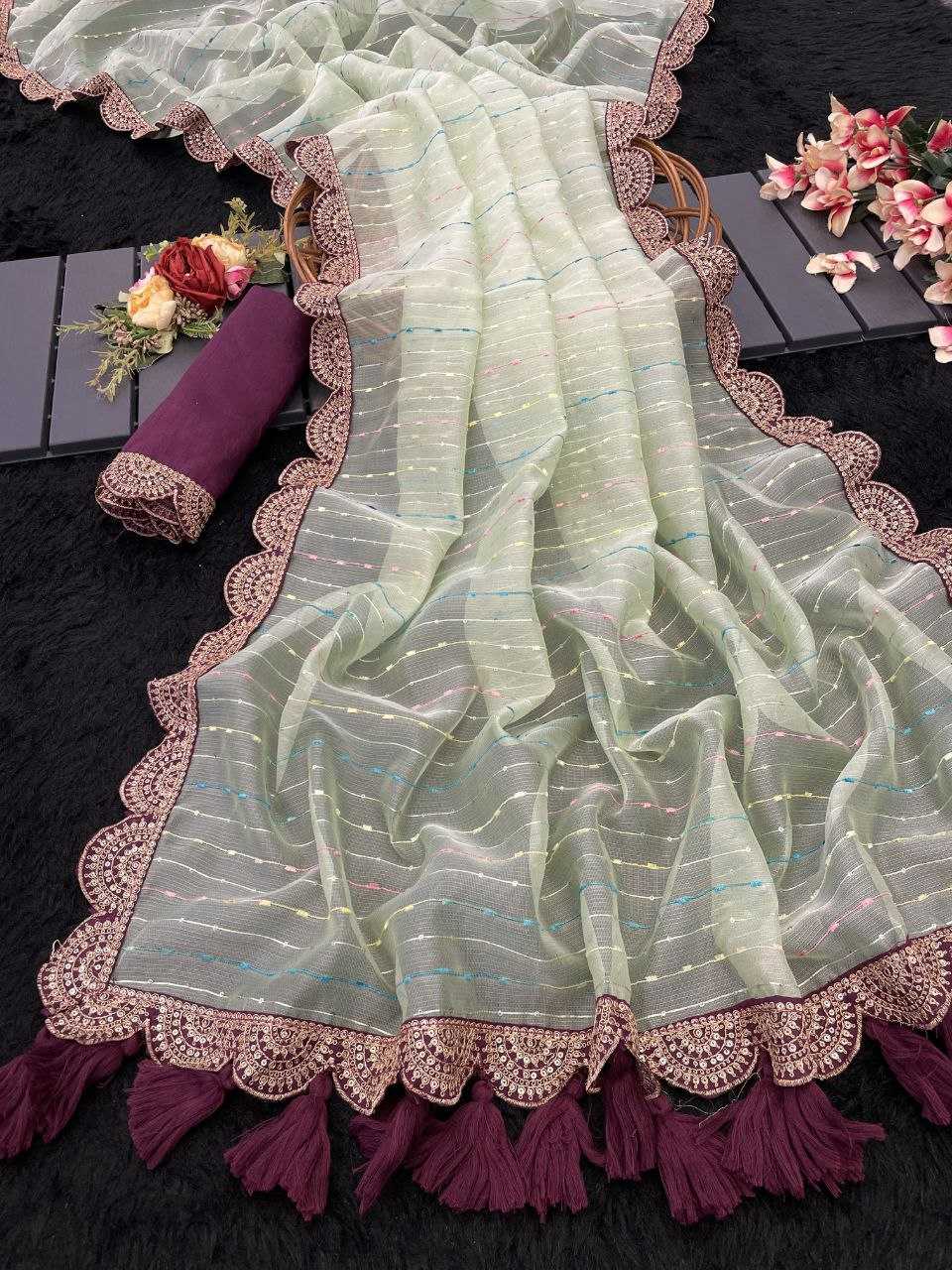 Ynf Tissue RIN216 GOPI Sarees Wedding Collections Festive Collections Wholesale Net Sarees Embroidered Sarees Lace Border Sarees Manufacturer