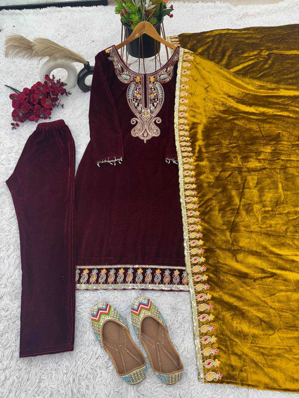 Ynf Velvet KESH499 3095 Suits & Dresses Wholesale Kashmiri Suits Velvet Suits Embroidery Suits Manufacturer