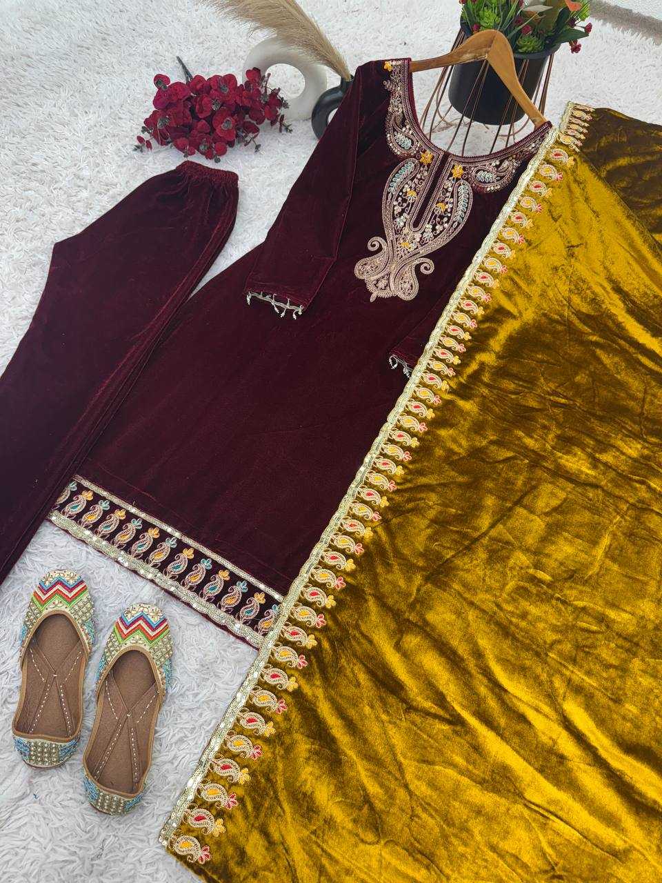 Ynf Velvet KESH499 3095 Suits & Dresses Wholesale Kashmiri Suits Velvet Suits Embroidery Suits Manufacturer