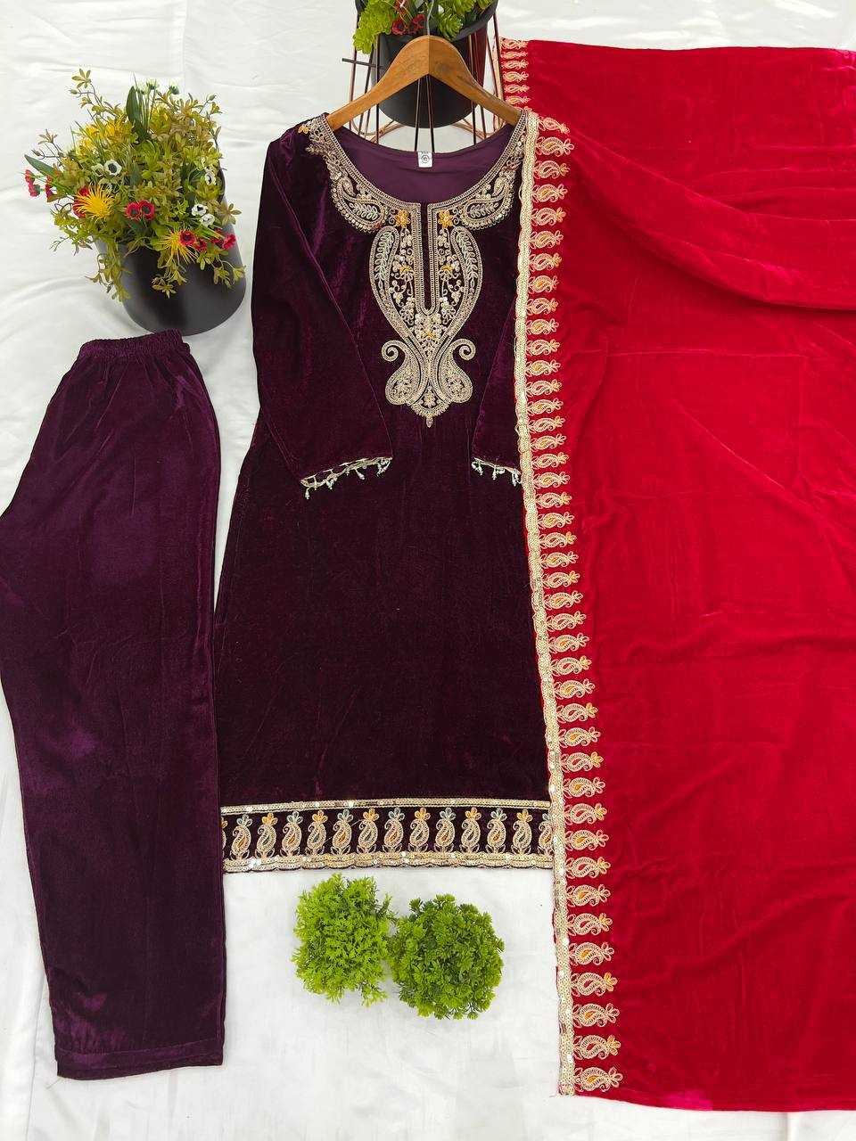 Ynf Velvet KESH499 3095 Suits & Dresses Wholesale Kashmiri Suits Velvet Suits Embroidery Suits Manufacturer