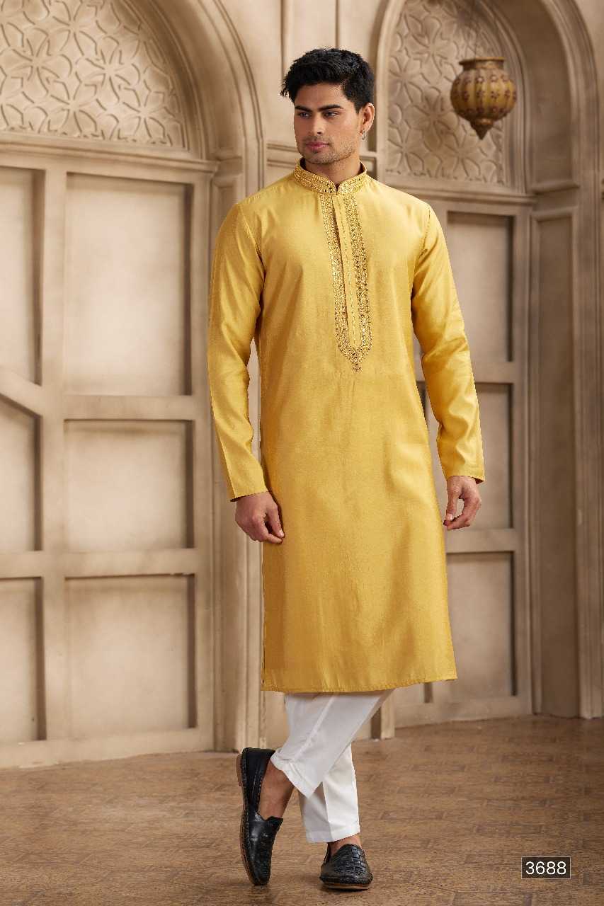Ynf Art Silk RIN197 3101 Mens Wear Wholesale Mens Kurtas Mens Kurta Pyjama Embroidered Kurta Pajama Manufacturer