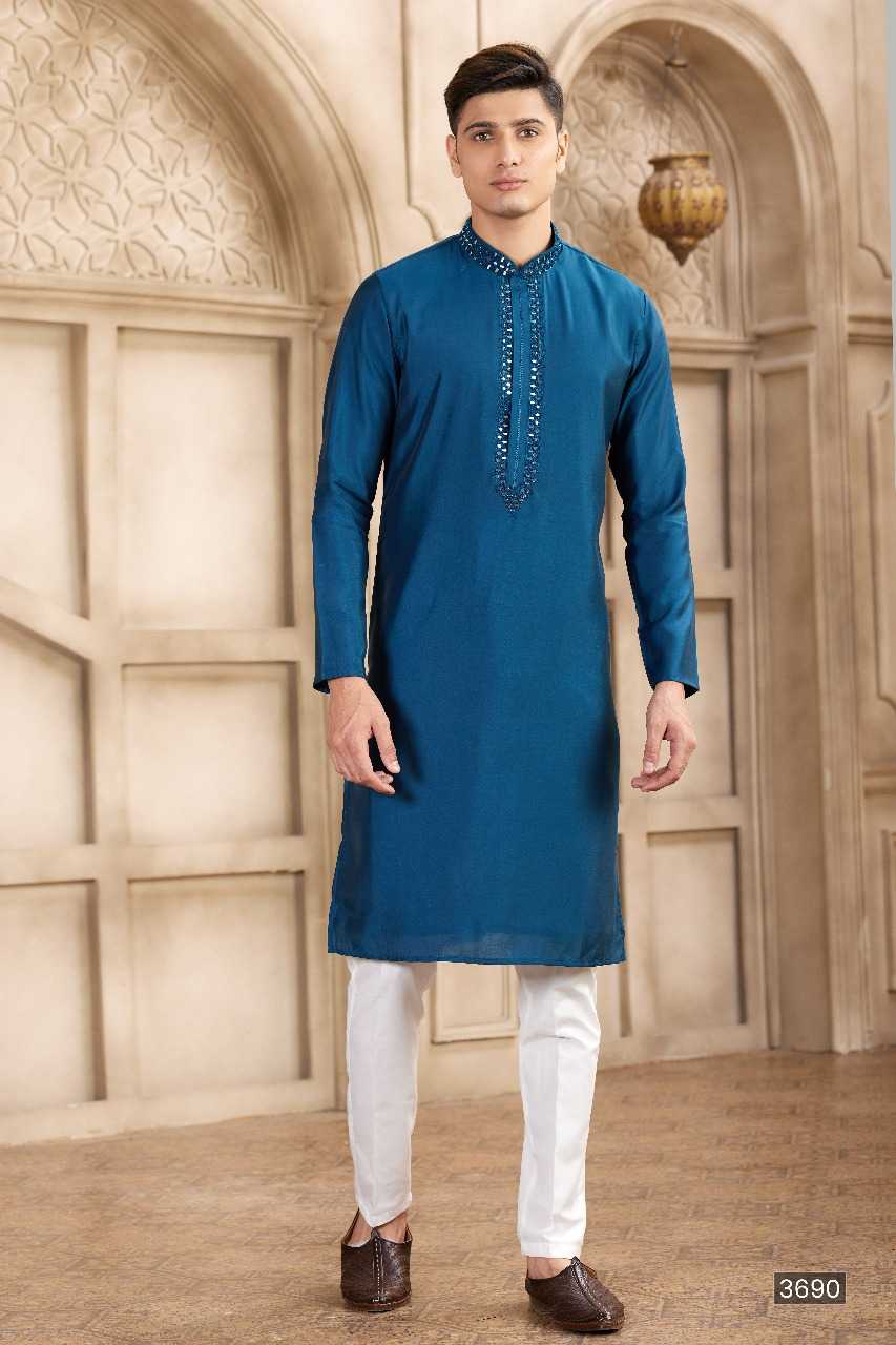 Ynf Art Silk RIN197 3101 Mens Wear Wholesale Mens Kurtas Mens Kurta Pyjama Embroidered Kurta Pajama Manufacturer