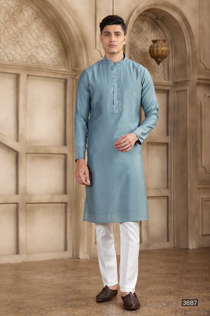 Ynf Art Silk RIN197 3101 Mens Wear Wholesale Mens Kurtas Mens Kurta Pyjama Embroidered Kurta Pajama Manufacturer
