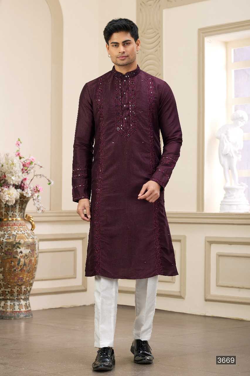 Ynf Art Silk RIN197 3102 Mens Wear Wholesale Mens Kurtas Mens Kurta Pyjama Embroidered Kurta Pajama Manufacturer