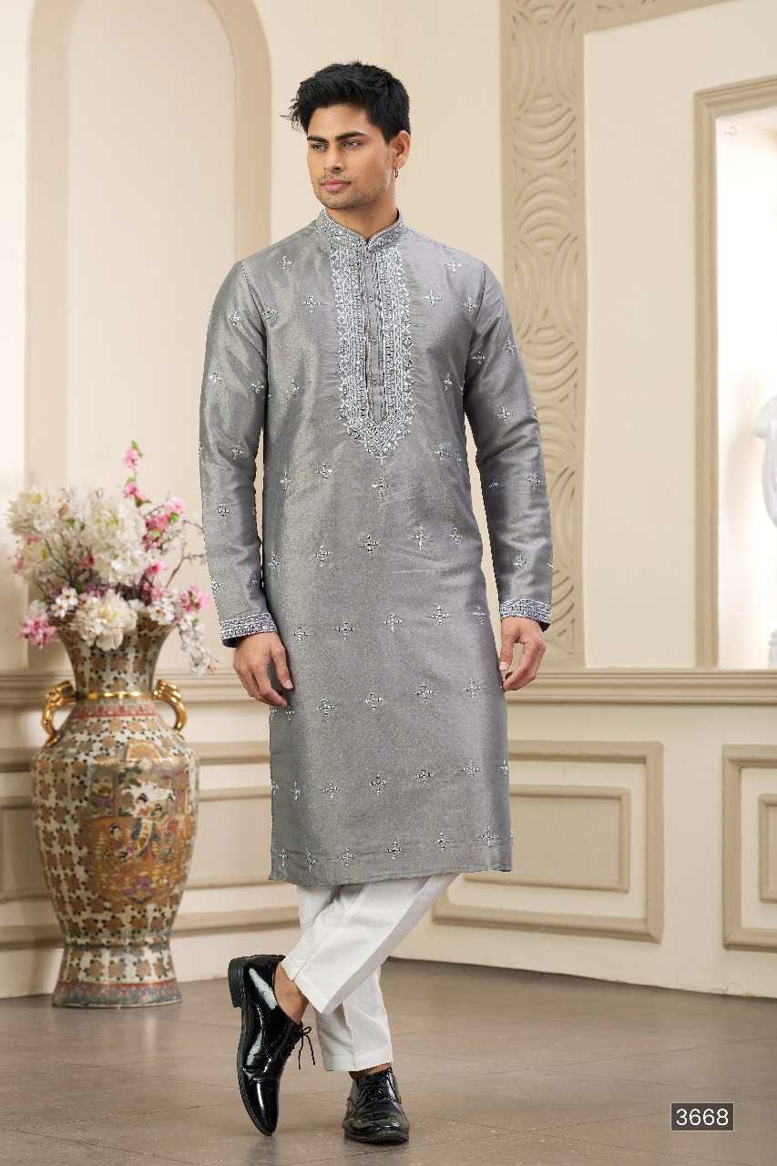 Ynf Art Silk RIN197 3102 Mens Wear Wholesale Mens Kurtas Mens Kurta Pyjama Embroidered Kurta Pajama Manufacturer