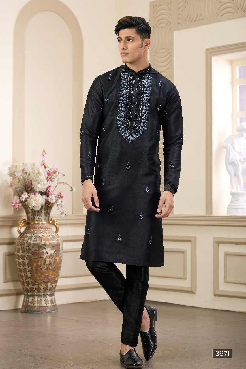 Ynf Art Silk RIN197 3102 Mens Wear Wholesale Mens Kurtas Mens Kurta Pyjama Embroidered Kurta Pajama Manufacturer