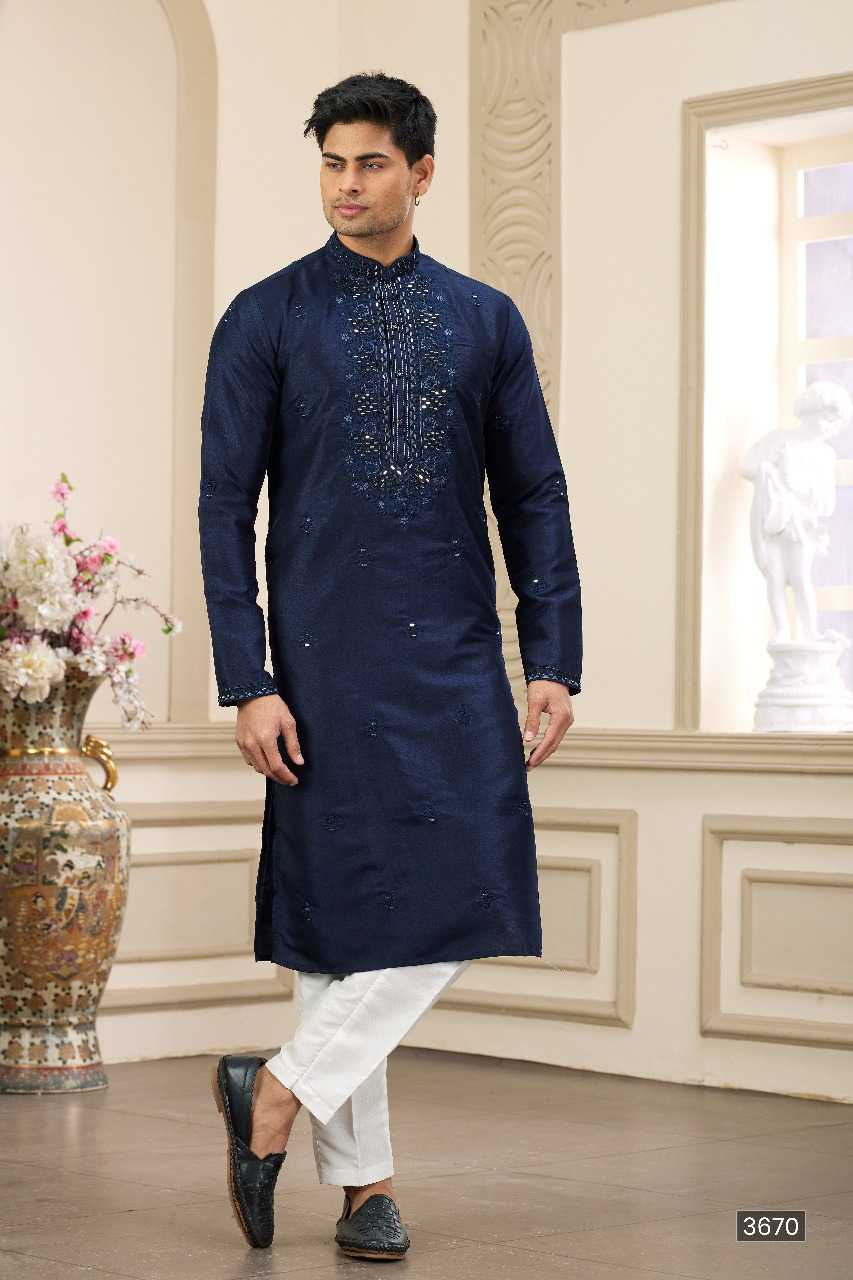 Ynf Art Silk RIN197 3102 Mens Wear Wholesale Mens Kurtas Mens Kurta Pyjama Embroidered Kurta Pajama Manufacturer