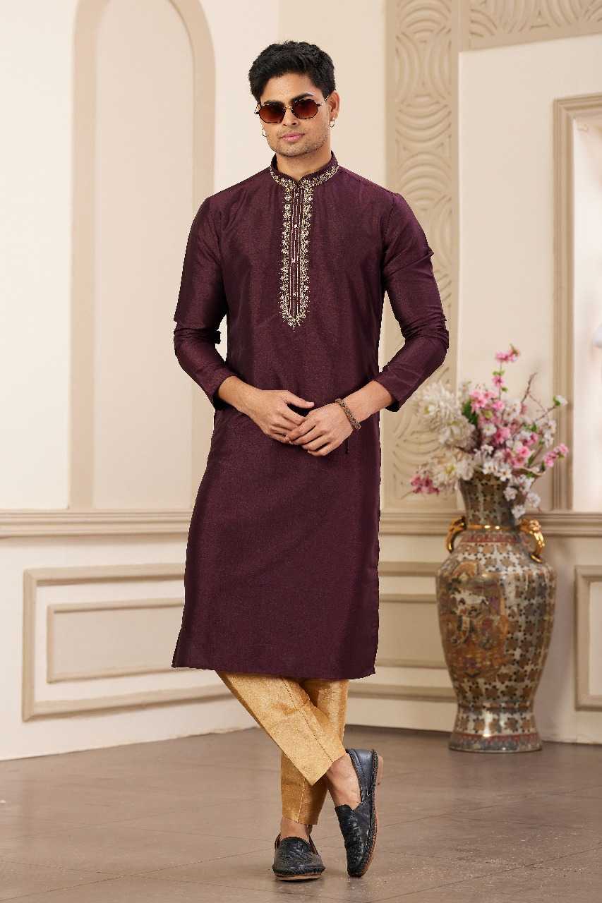Ynf Art Silk RIN197 3103 Mens Wear Wholesale Mens Kurtas Mens Kurta Pyjama Embroidered Kurta Pajama Manufacturer