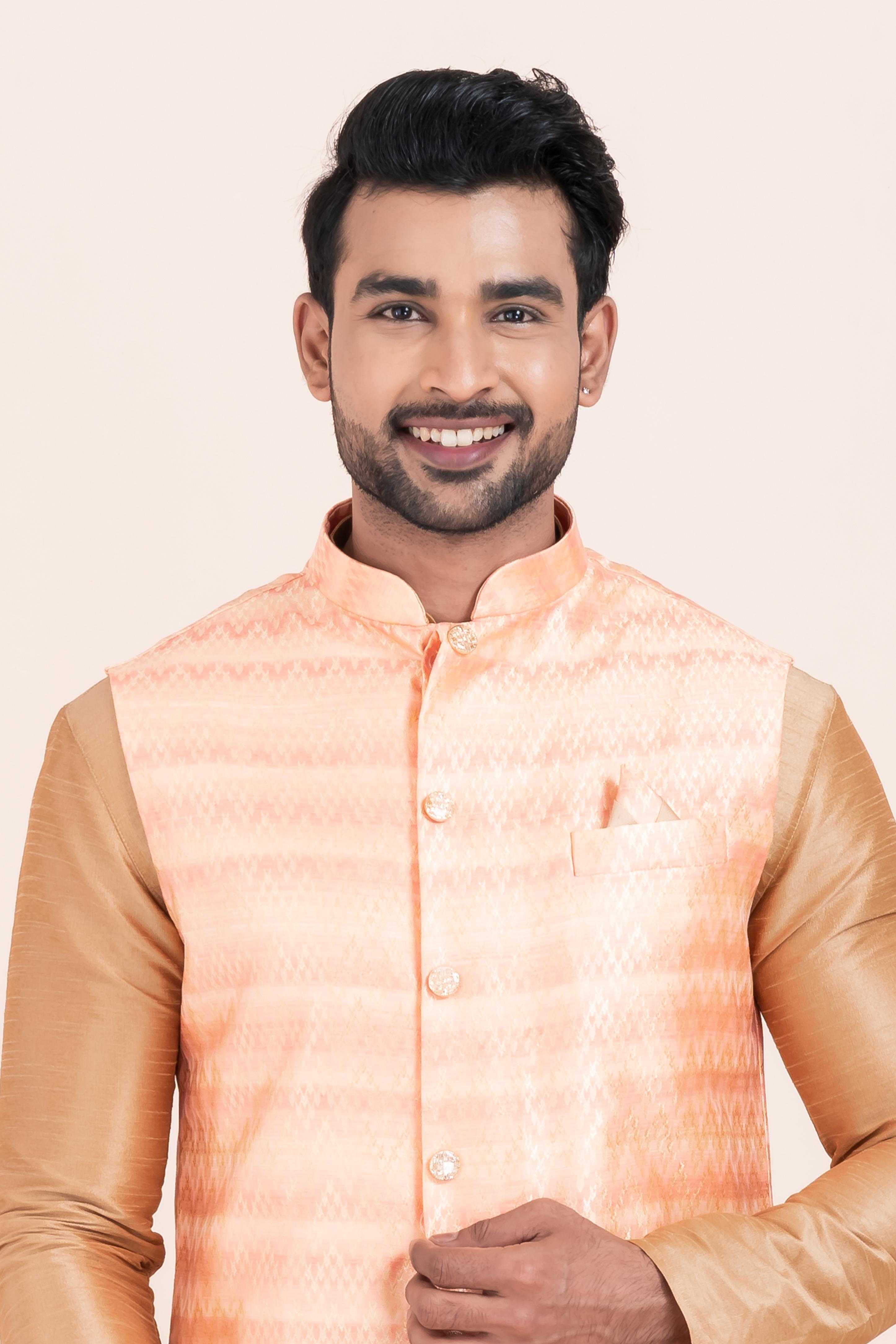 Ynf Banarasi Soft Silk RIN223 2362A Mens Wear Wholesale Nehru Jacket Festive & Wedding Coats Modi Jackets Manufacturer