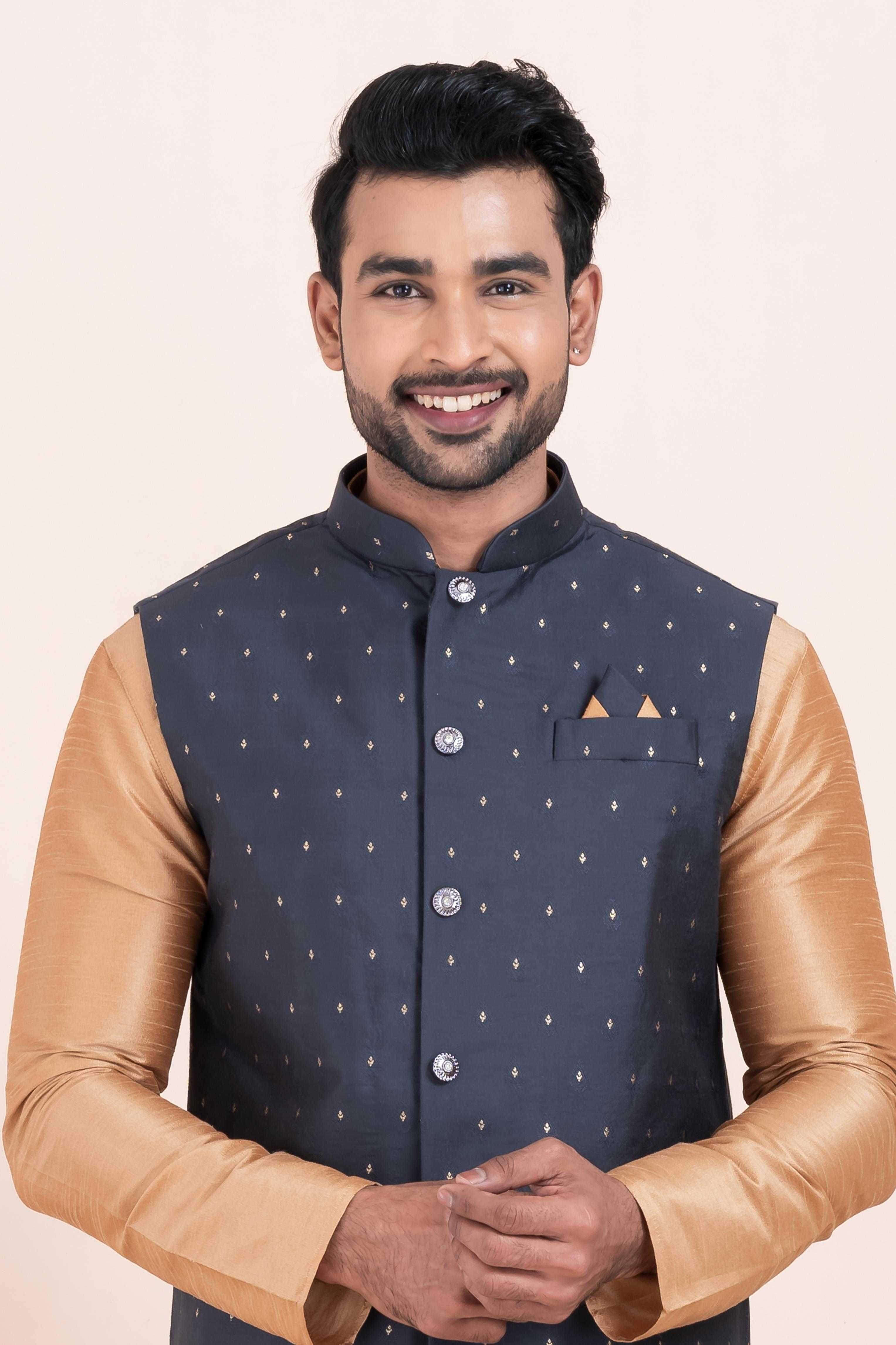 Ynf Banarasi Soft Silk RIN223 2364A Mens Wear Wholesale Nehru Jacket Festive & Wedding Coats Modi Jackets Manufacturer