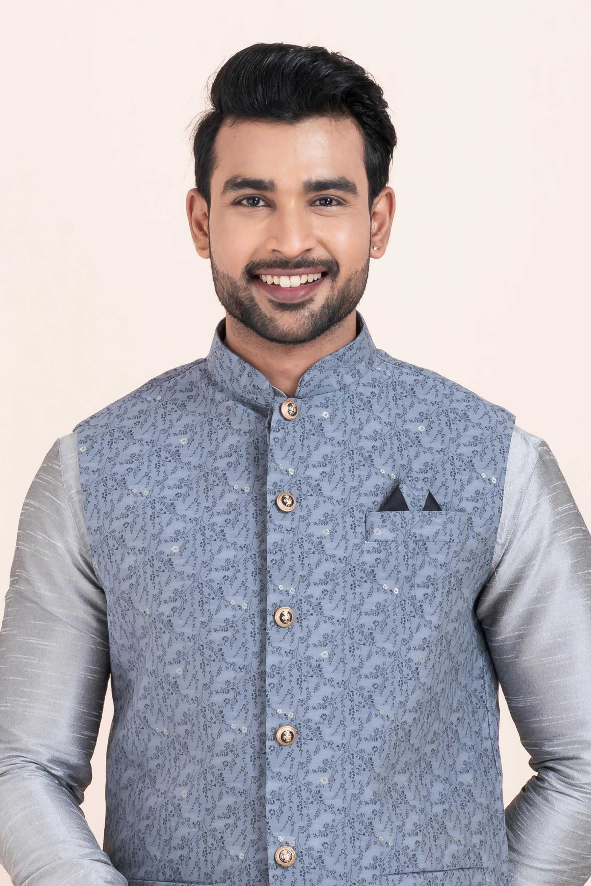 Ynf Banarasi Soft Silk RIN223 2365B Mens Wear Wholesale Nehru Jacket Festive & Wedding Coats Modi Jackets Manufacturer