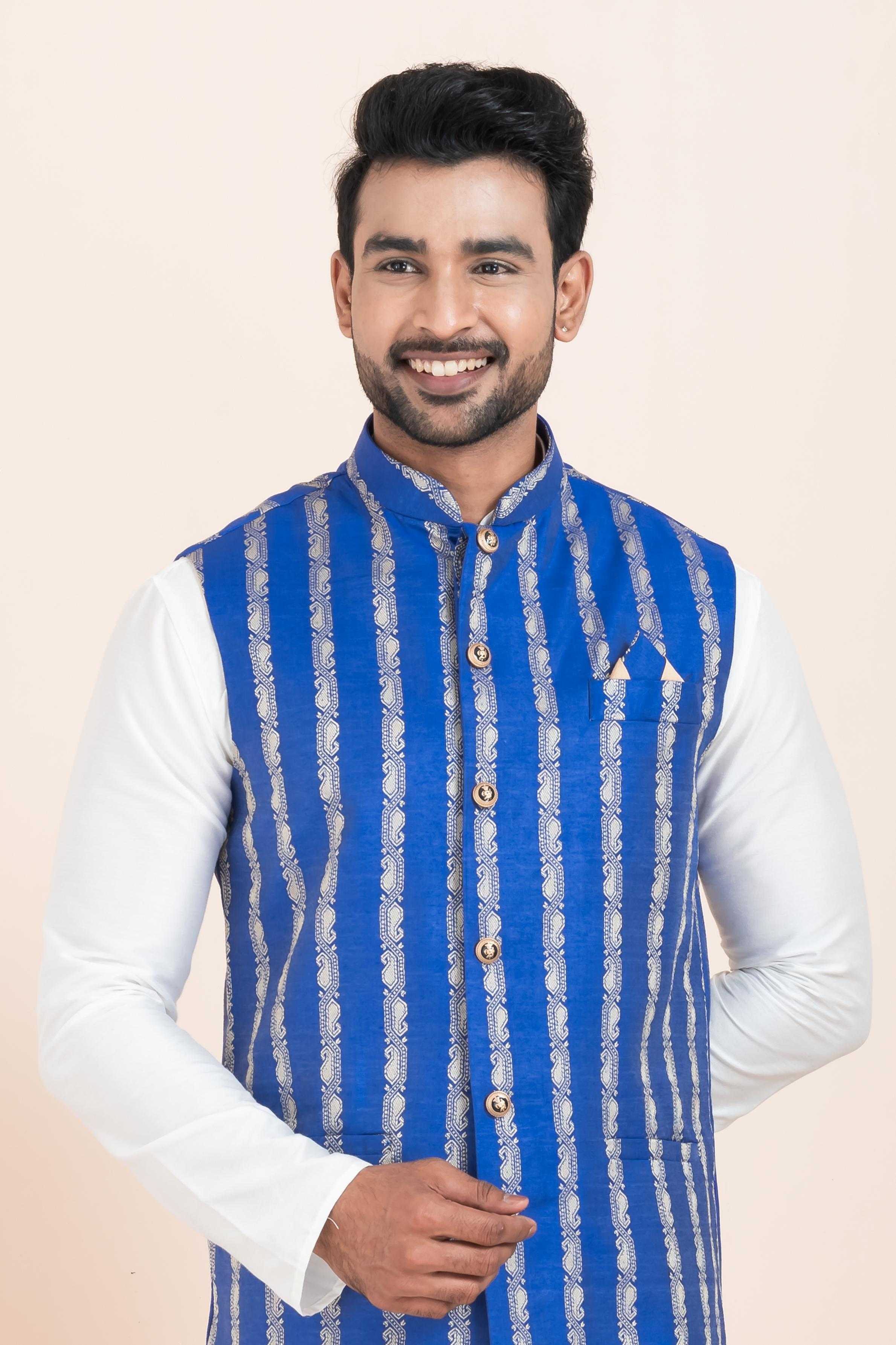 Ynf Banarasi Soft Silk RIN223 2372C Mens Wear Festive Collections Wholesale Nehru Jacket Onam Collections Modi Jackets Manufacturer