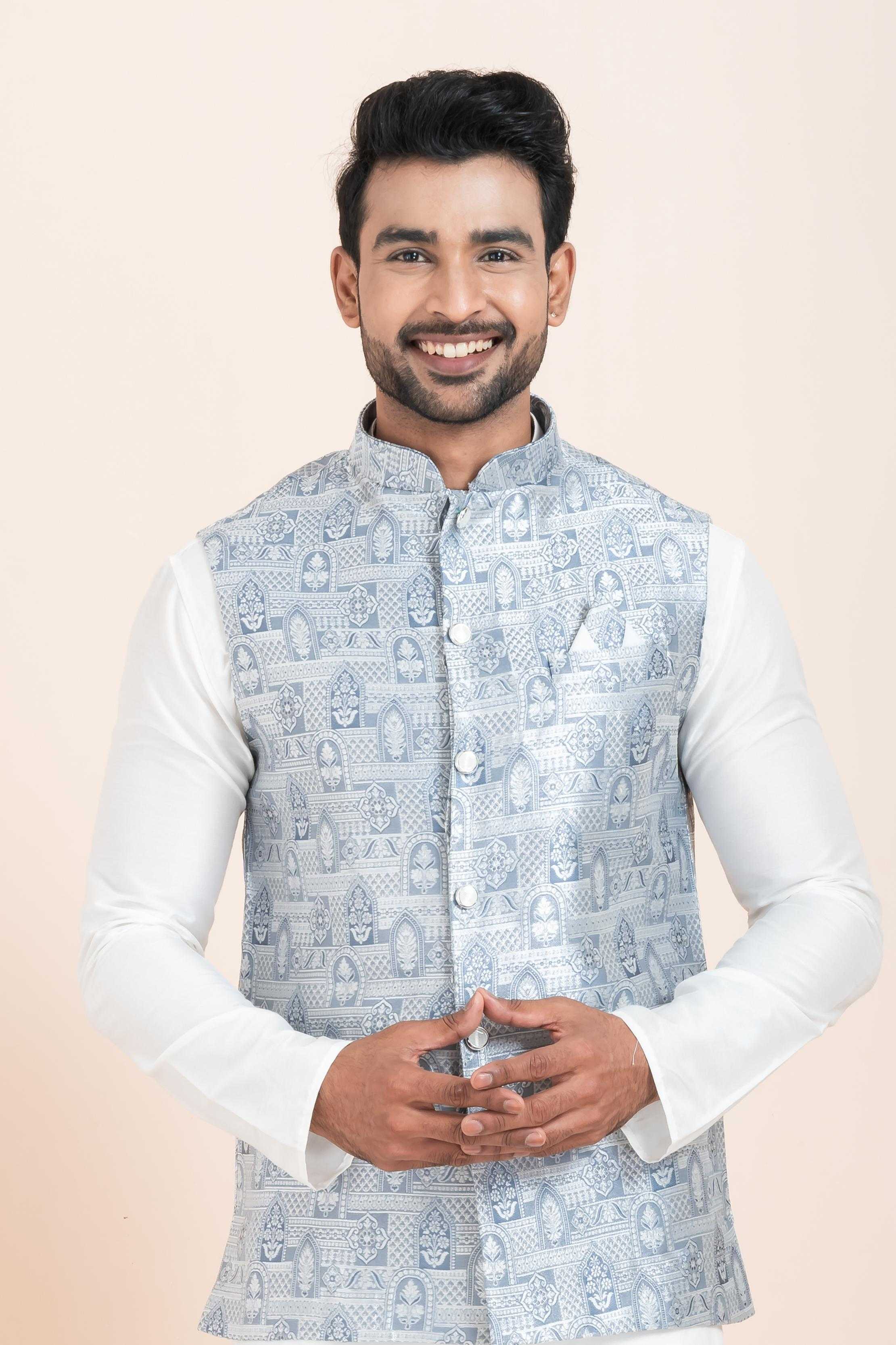 Ynf Banarasi Soft Silk RIN223 2377A Mens Wear Festive Collections Wholesale Nehru Jacket Onam Collections Modi Jackets Manufacturer