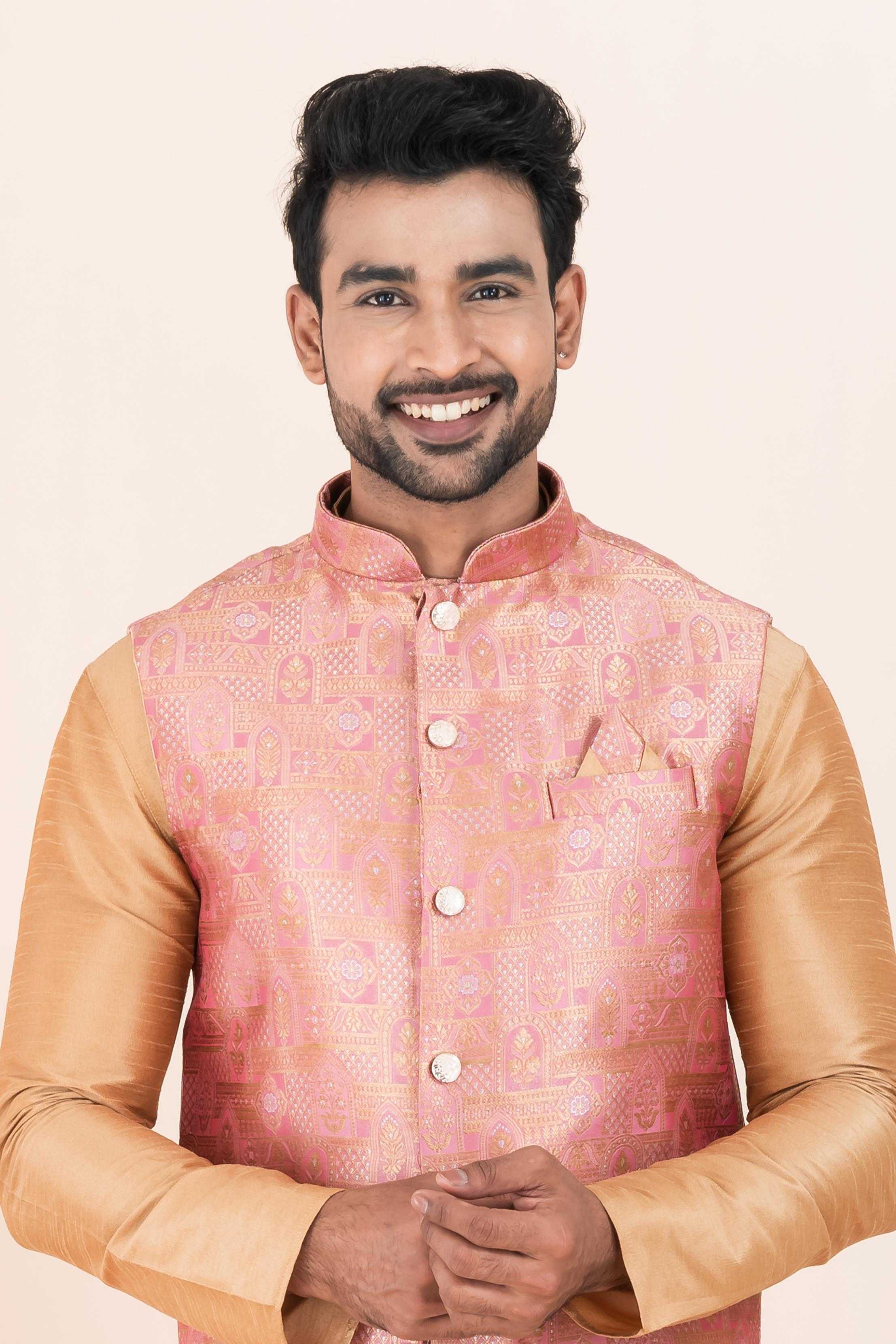Ynf Banarasi Soft Silk RIN223 2382C Mens Wear Wholesale Nehru Jacket Festive & Wedding Coats Modi Jackets Manufacturer