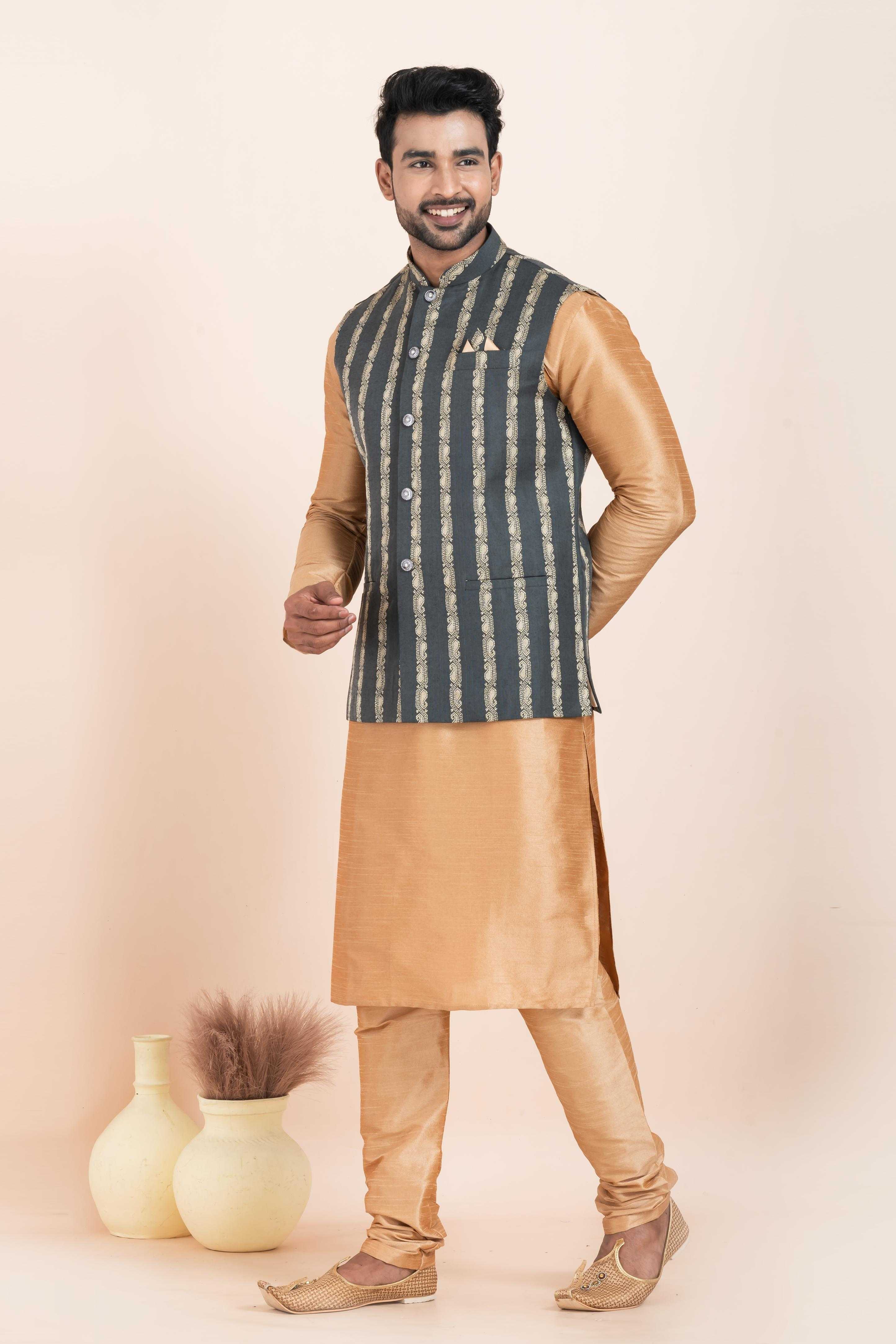 Ynf Banarasi Soft Silk RIN223 2383C Mens Wear Wholesale Nehru Jacket Festive & Wedding Coats Modi Jackets Manufacturer