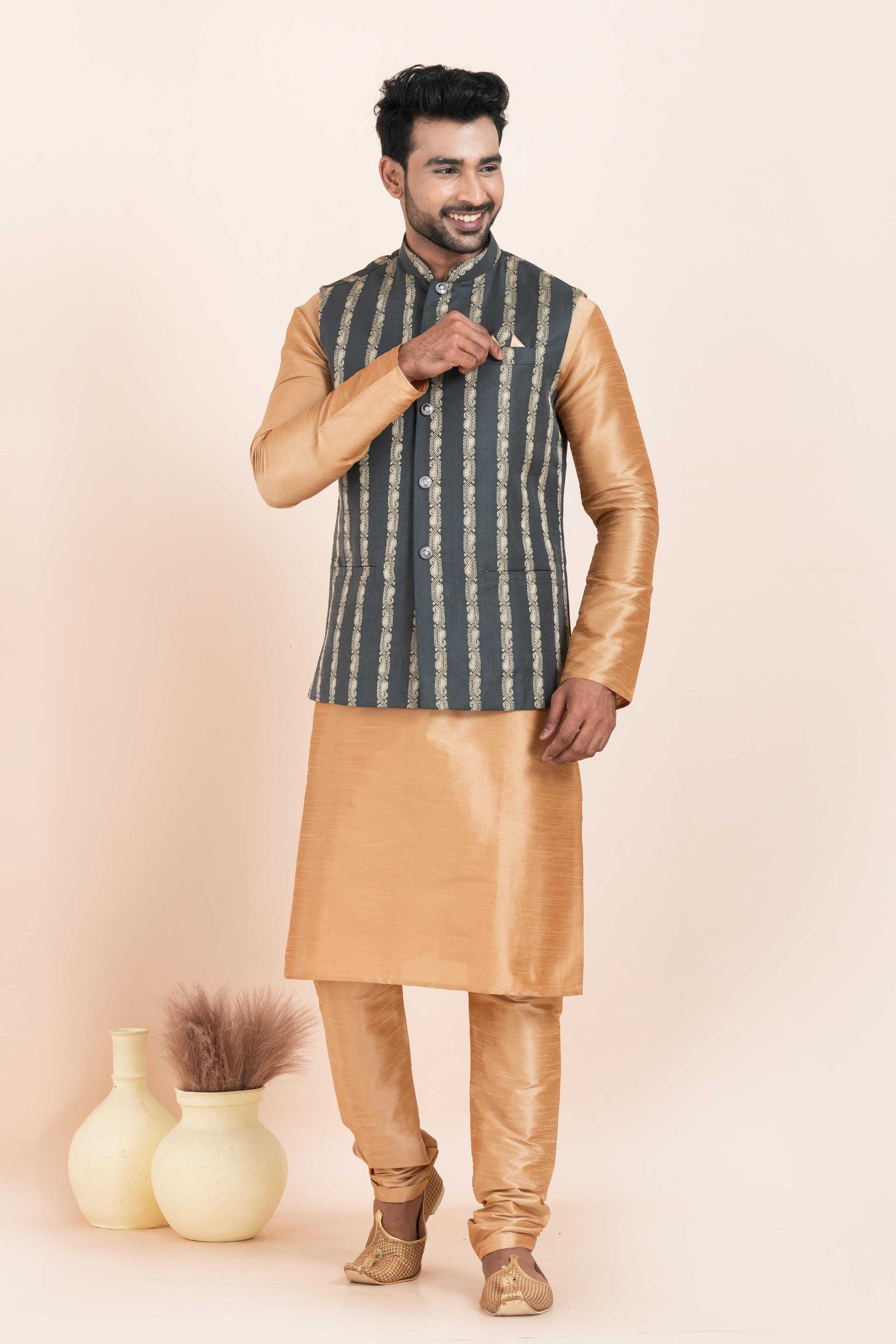 Ynf Banarasi Soft Silk RIN223 2383C Mens Wear Wholesale Nehru Jacket Festive & Wedding Coats Modi Jackets Manufacturer
