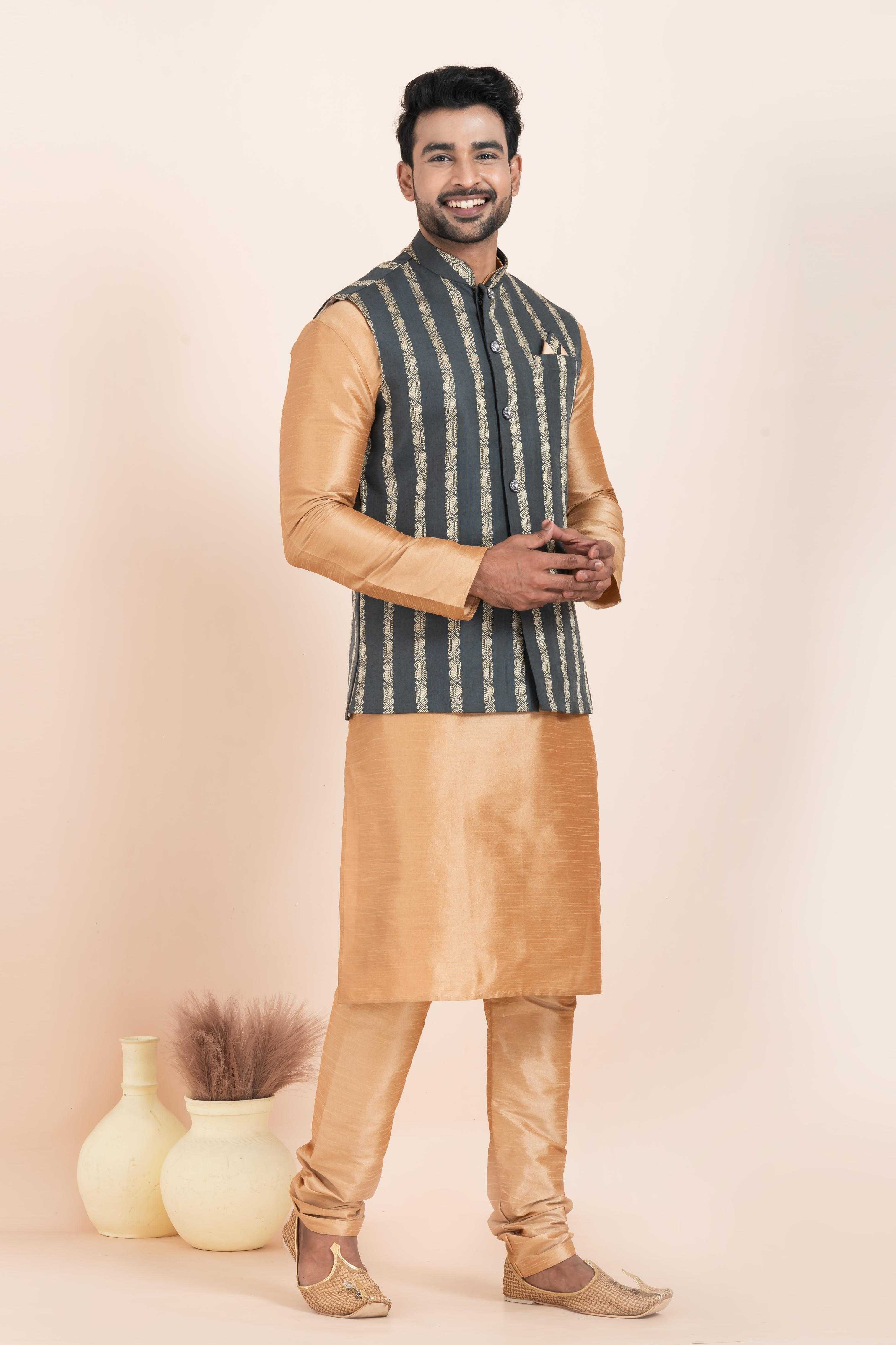 Ynf Banarasi Soft Silk RIN223 2383C Mens Wear Wholesale Nehru Jacket Festive & Wedding Coats Modi Jackets Manufacturer