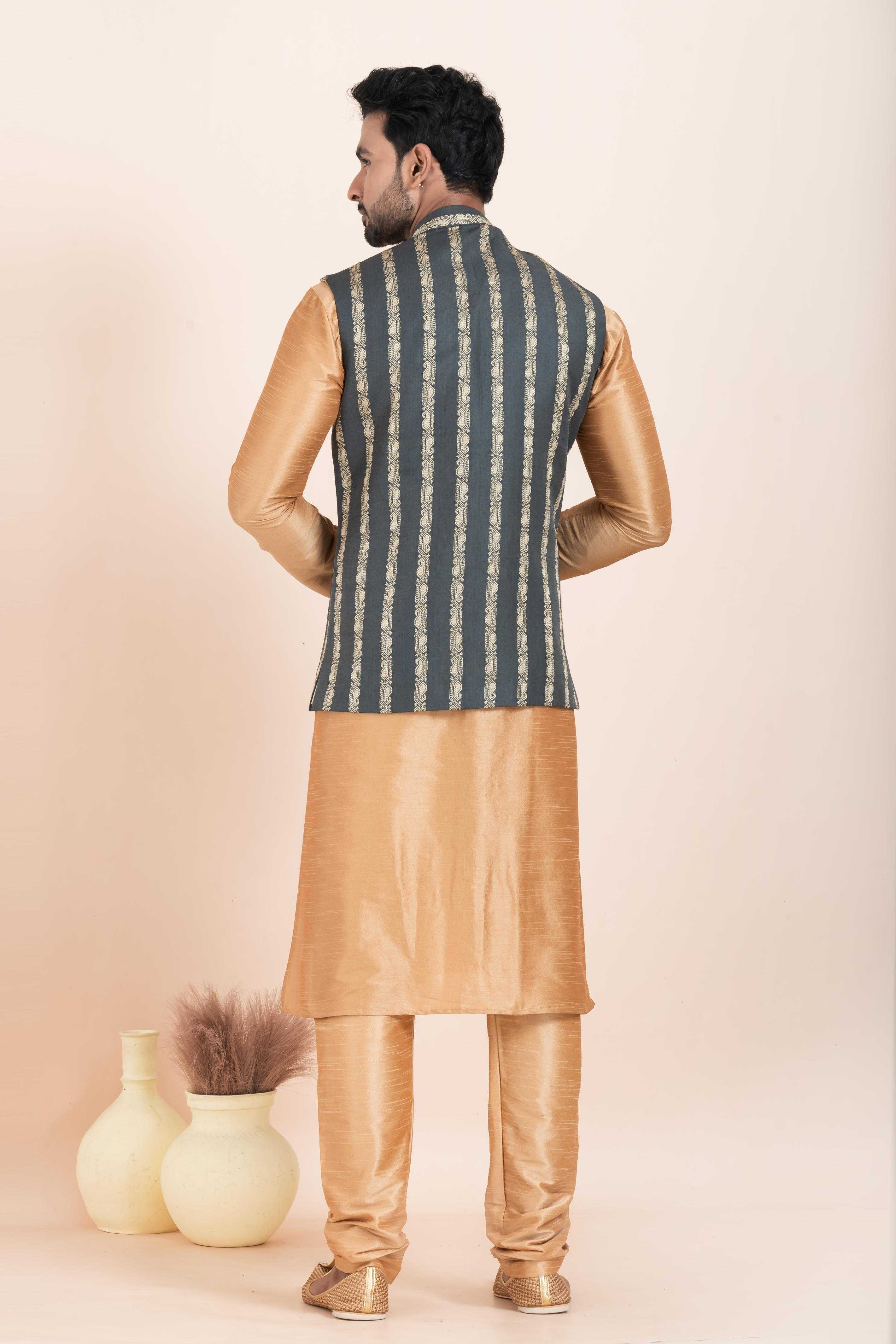 Ynf Banarasi Soft Silk RIN223 2383C Mens Wear Wholesale Nehru Jacket Festive & Wedding Coats Modi Jackets Manufacturer