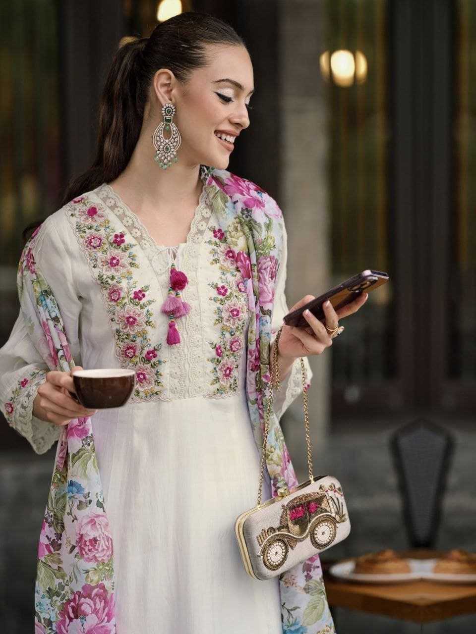 Ynf Chanderi Soft KESH529 03 Suits & Dresses Wedding Collections Festive Collections Wholesale Embroidery Suits Chanderi Suit Designer Suits Manufacturer
