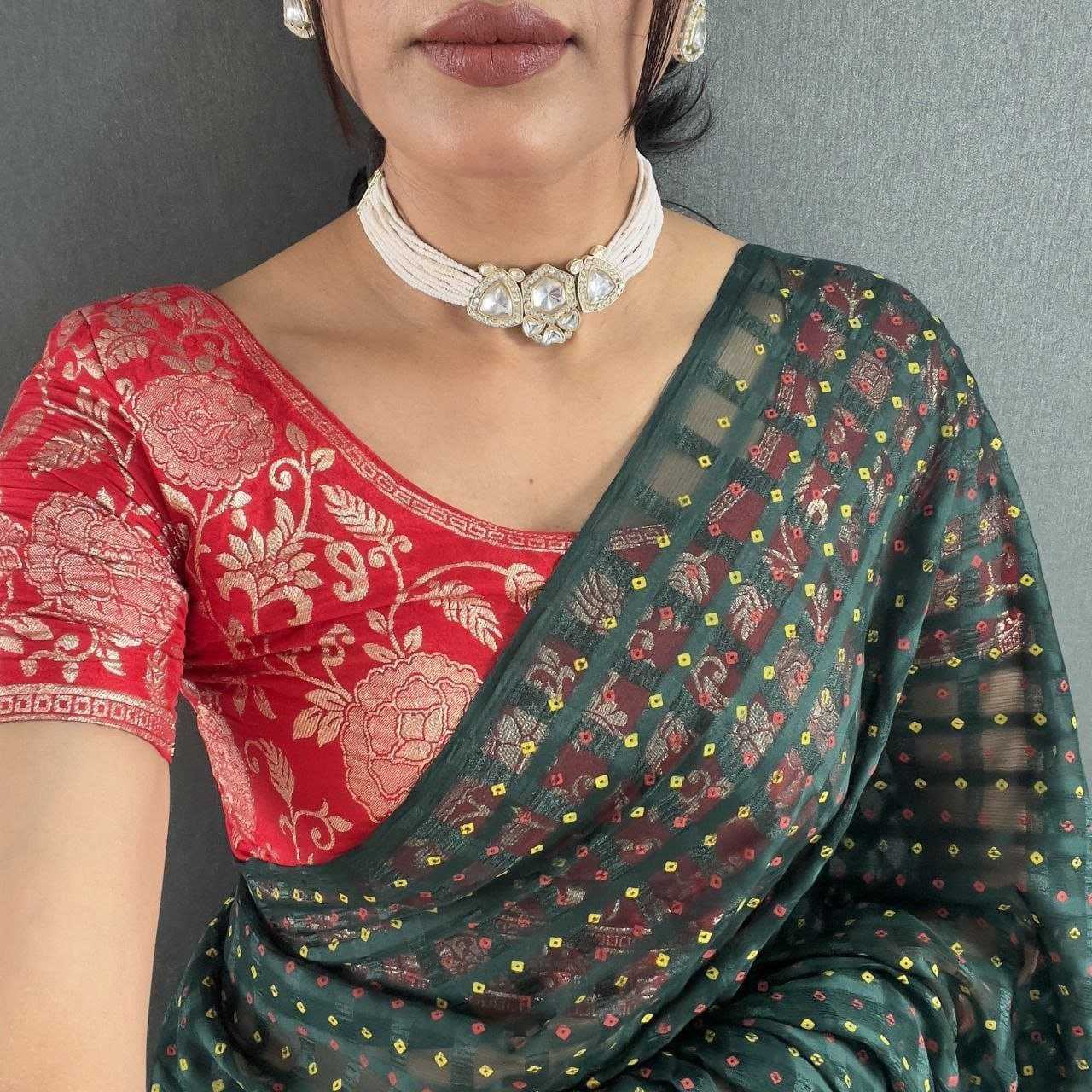 Ynf Chiffon RIN216 Bandhej Sarees Wholesale Fancy Sarees Jacquard Saree Manufacturer