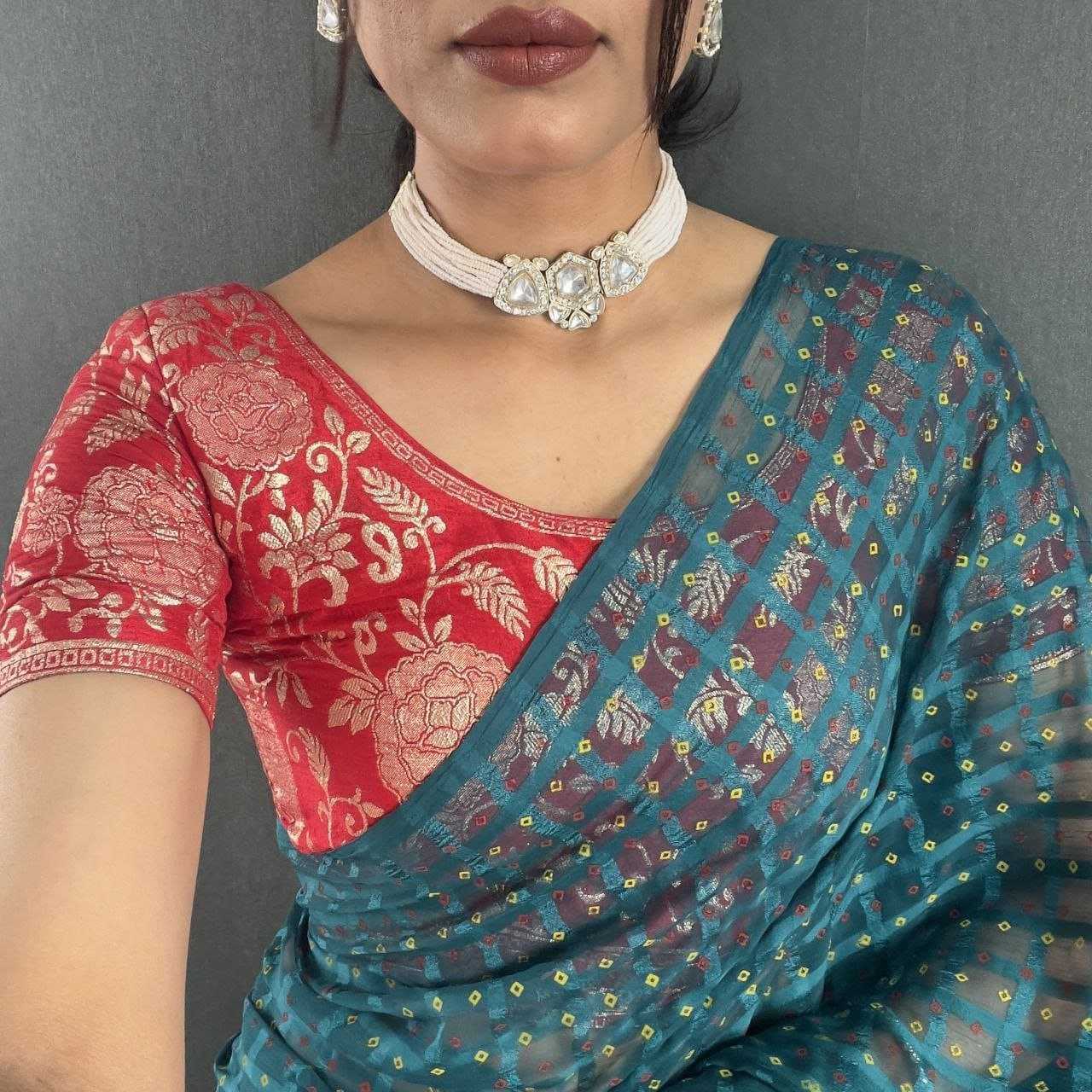 Ynf Chiffon RIN216 Bandhej Sarees Wholesale Fancy Sarees Jacquard Saree Manufacturer