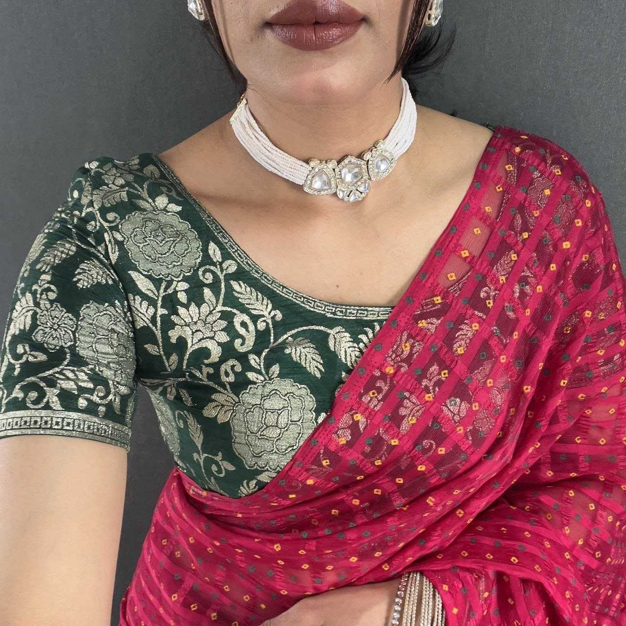Ynf Chiffon RIN216 Bandhej Sarees Wholesale Fancy Sarees Jacquard Saree Manufacturer