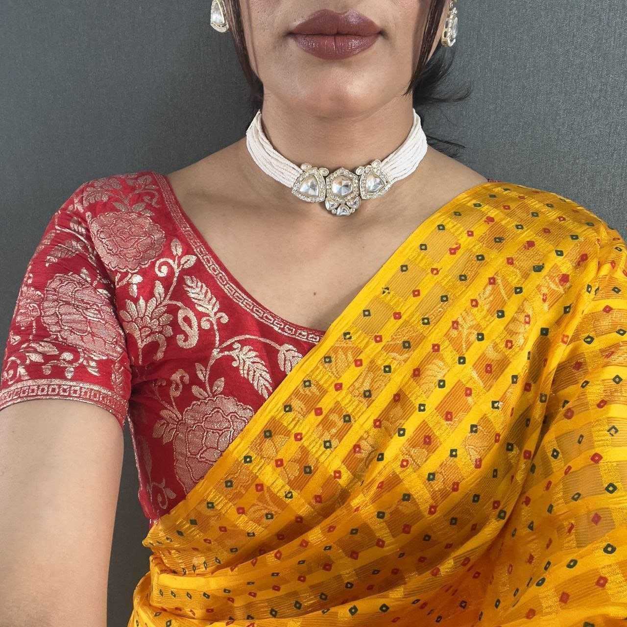 Ynf Chiffon RIN216 Bandhej Sarees Wholesale Fancy Sarees Jacquard Saree Manufacturer