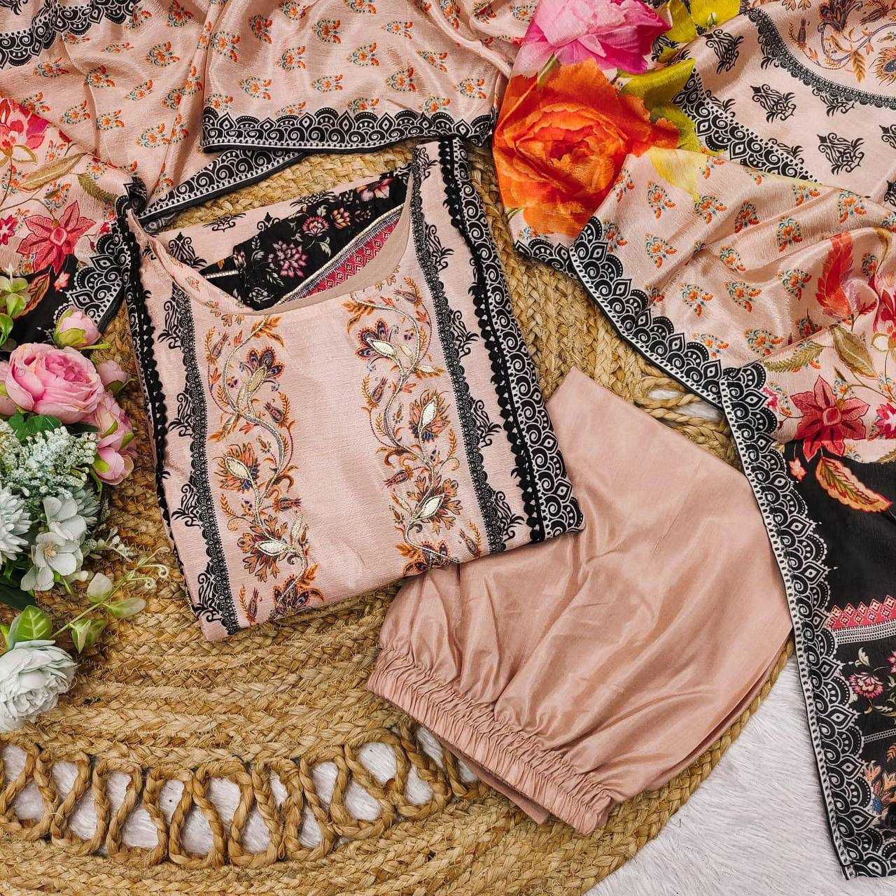 Ynf Chinon KESH501 BAALIKA Suits & Dresses Plus Size Collections Wholesale Embroidery Suits Party wear suits Manufacturer