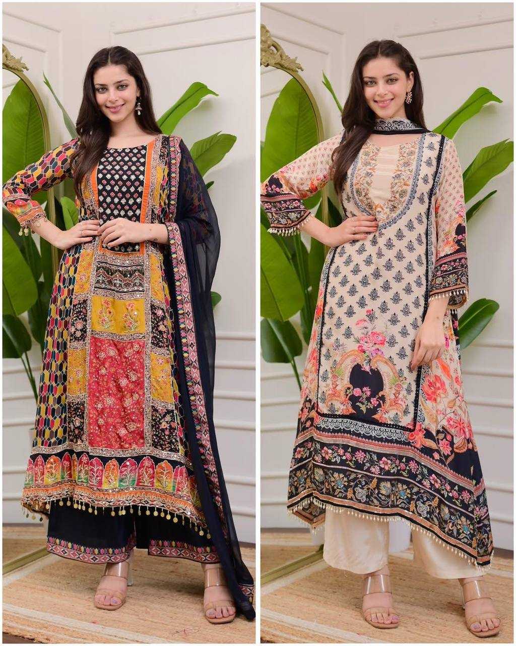 Ynf Chinon KESH501 BAALIKA Suits & Dresses Plus Size Collections Wholesale Embroidery Suits Party wear suits Manufacturer