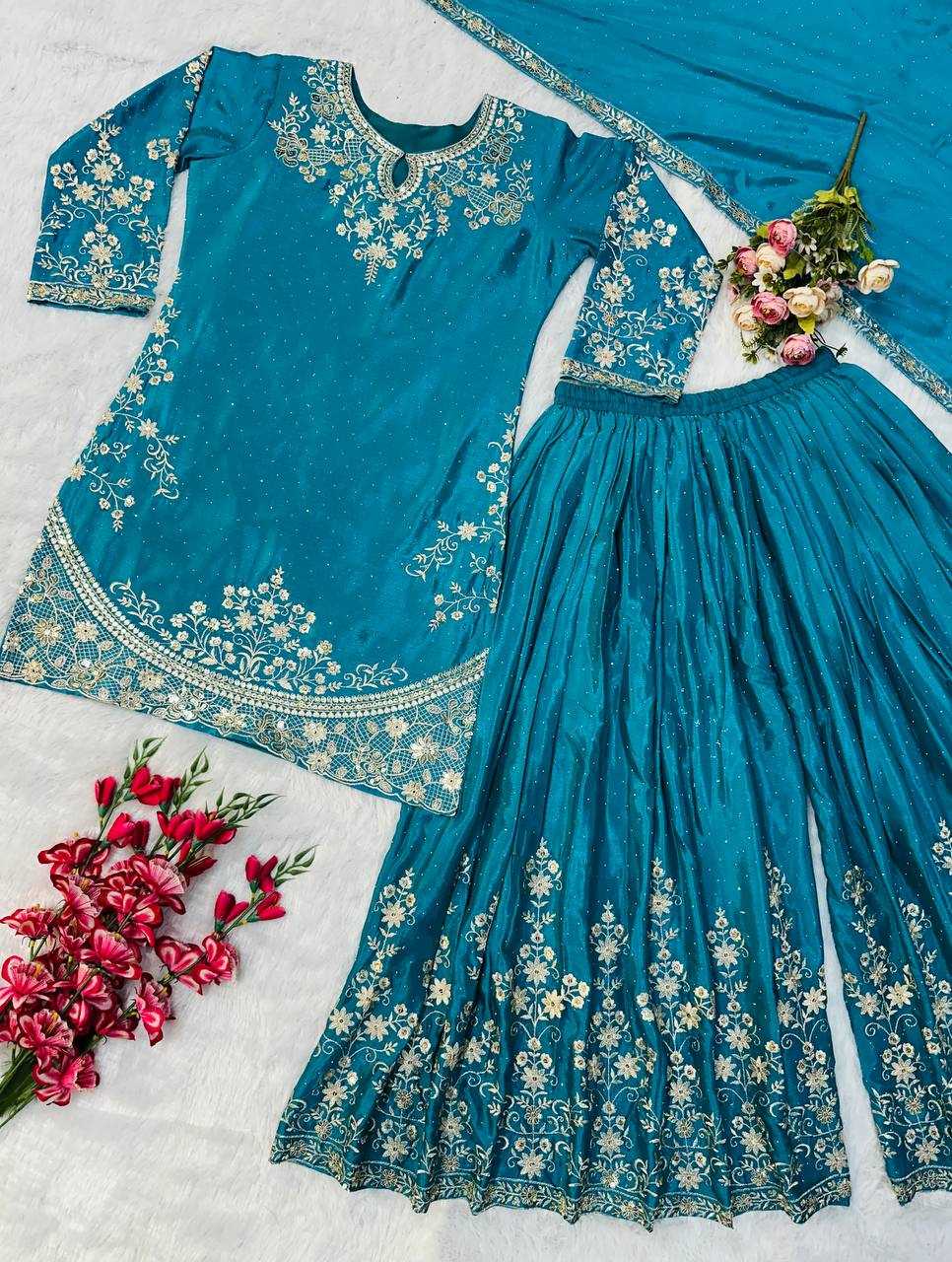 Ynf Chinon KESH523 063 Suits & Dresses Wholesale Sharara Salwar Suits Embroidery Suits Silk Suits Manufacturer