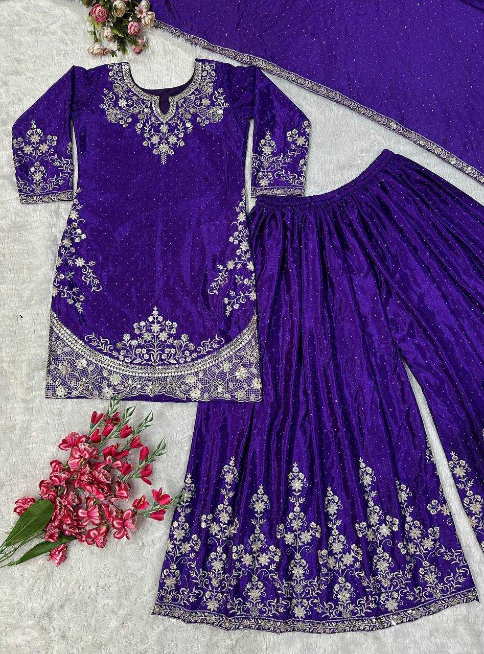 Ynf Chinon KESH523 063 Suits & Dresses Wholesale Sharara Salwar Suits Embroidery Suits Silk Suits Manufacturer